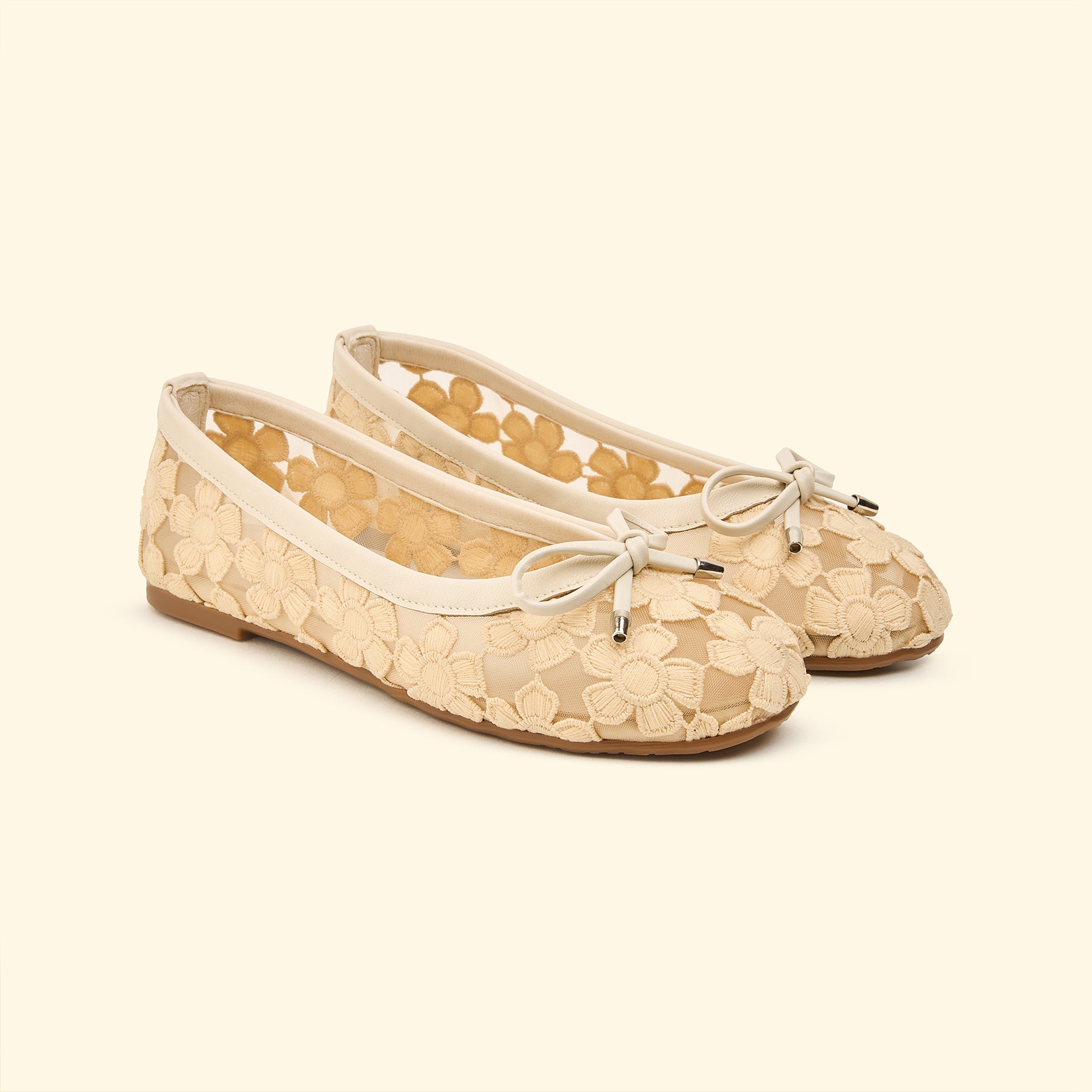 Floral Veil Flats - Coffe Latte