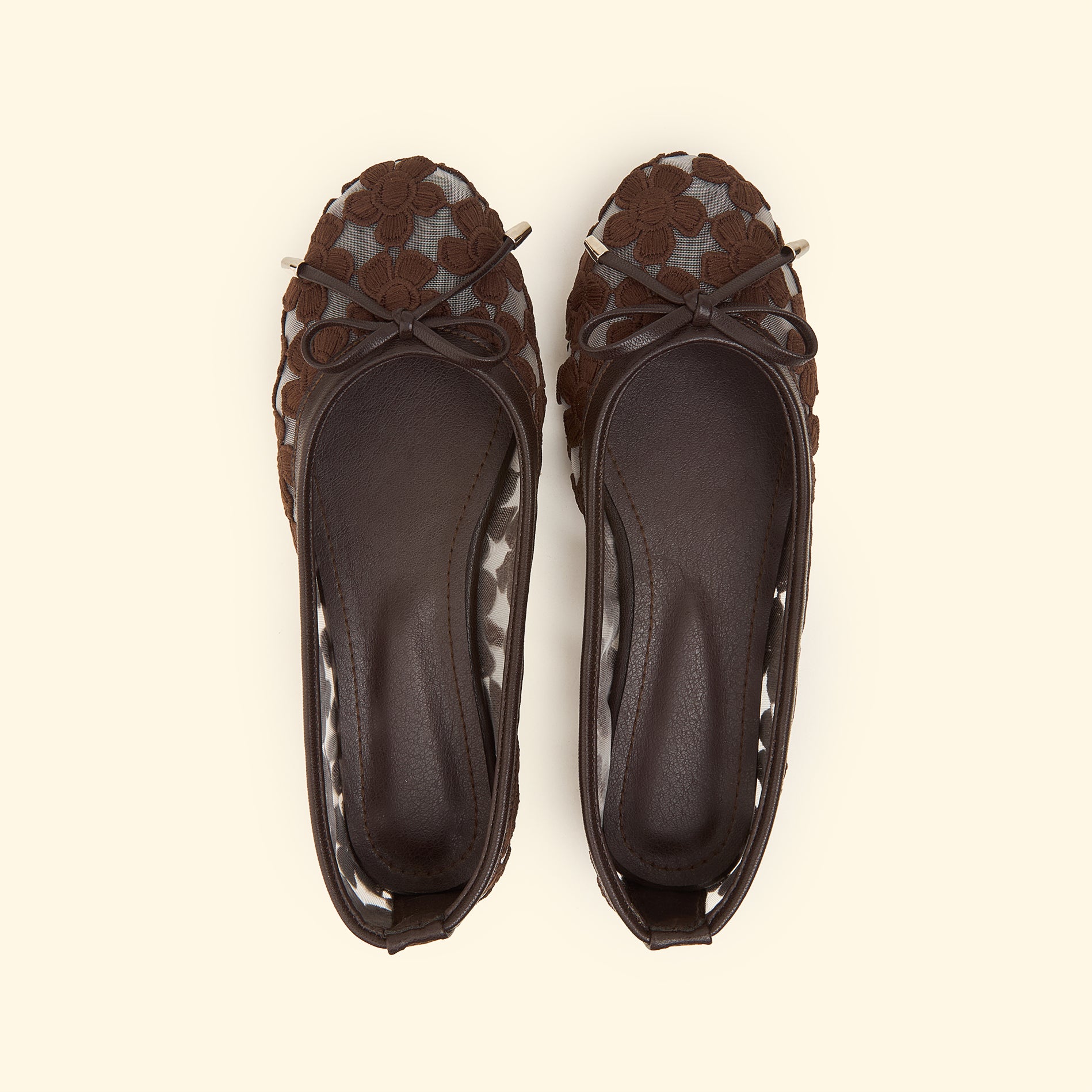 Floral Veil Flats - Dark Chocolate