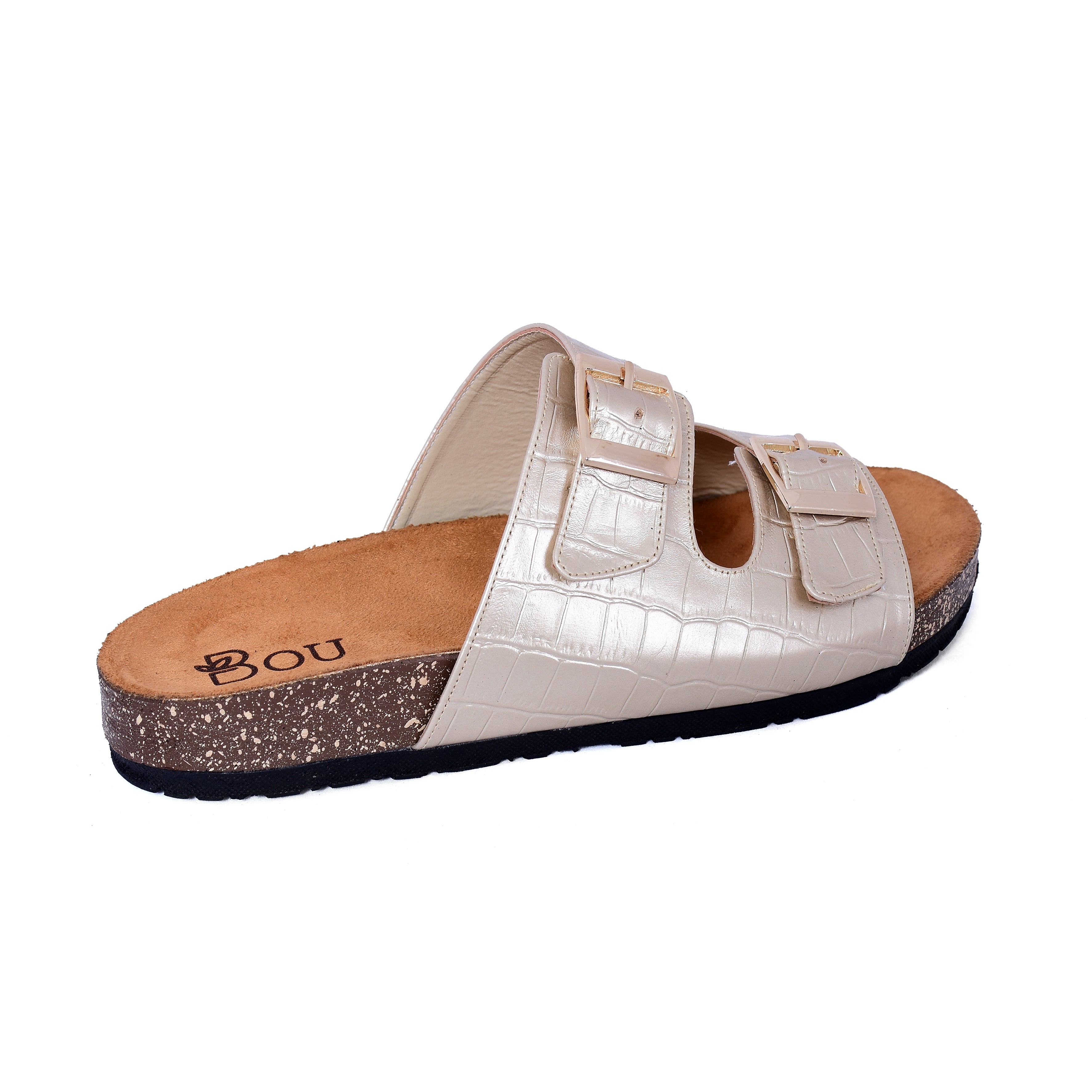 Croco Print Slipper - Golden Crocodile