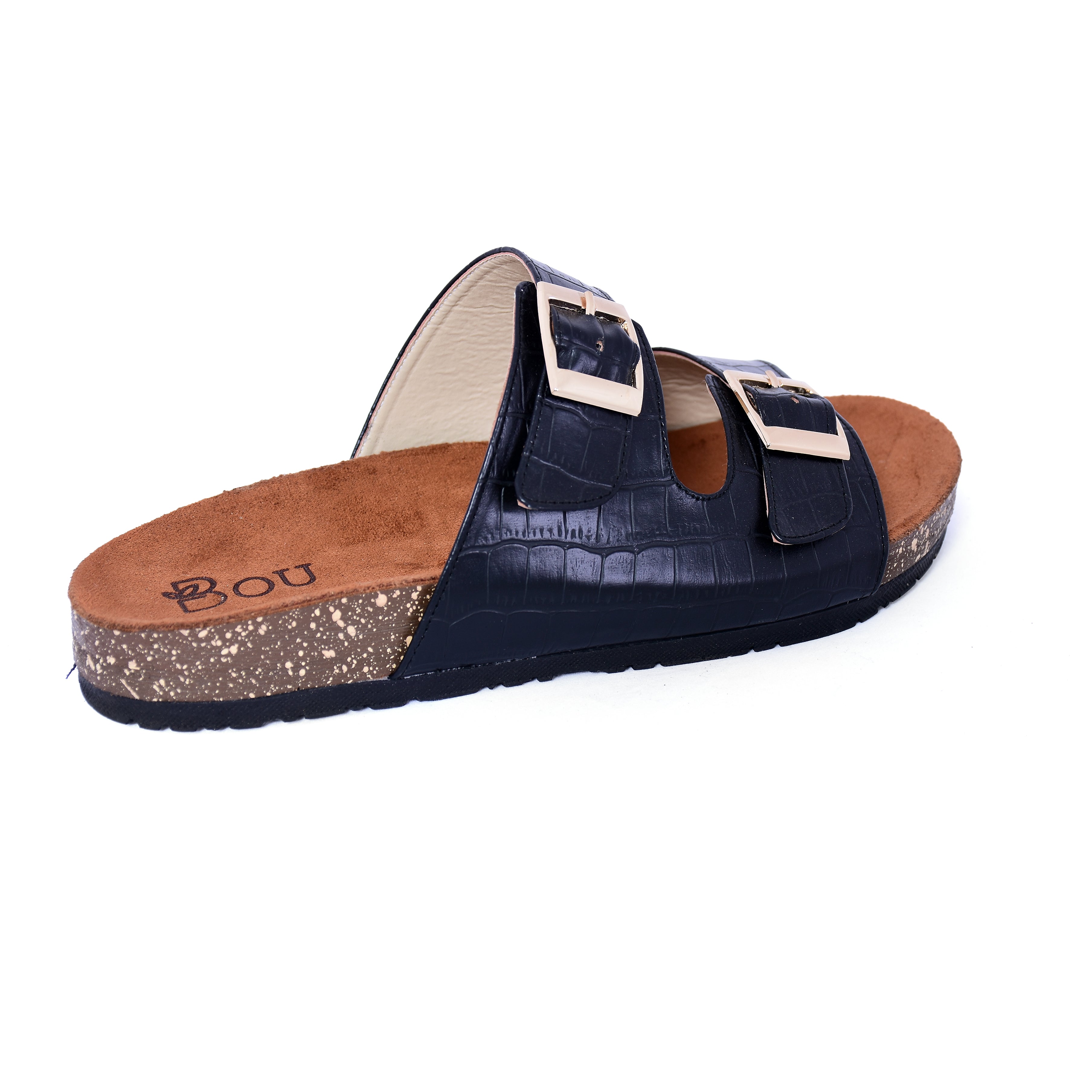 Croco Print Slipper - Scarce Black Crocodile