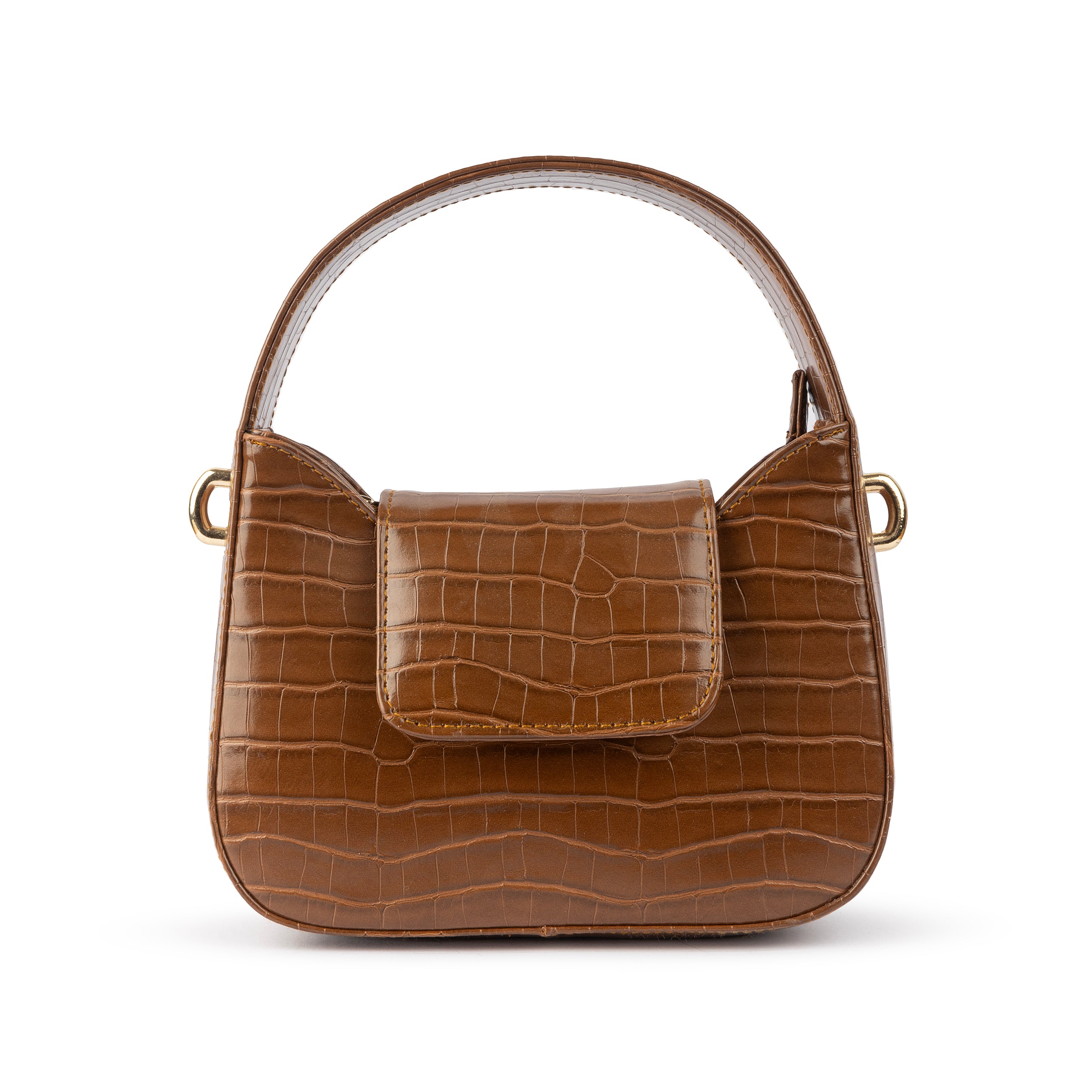 The Petite Posh Tote - Brown Crocodile
