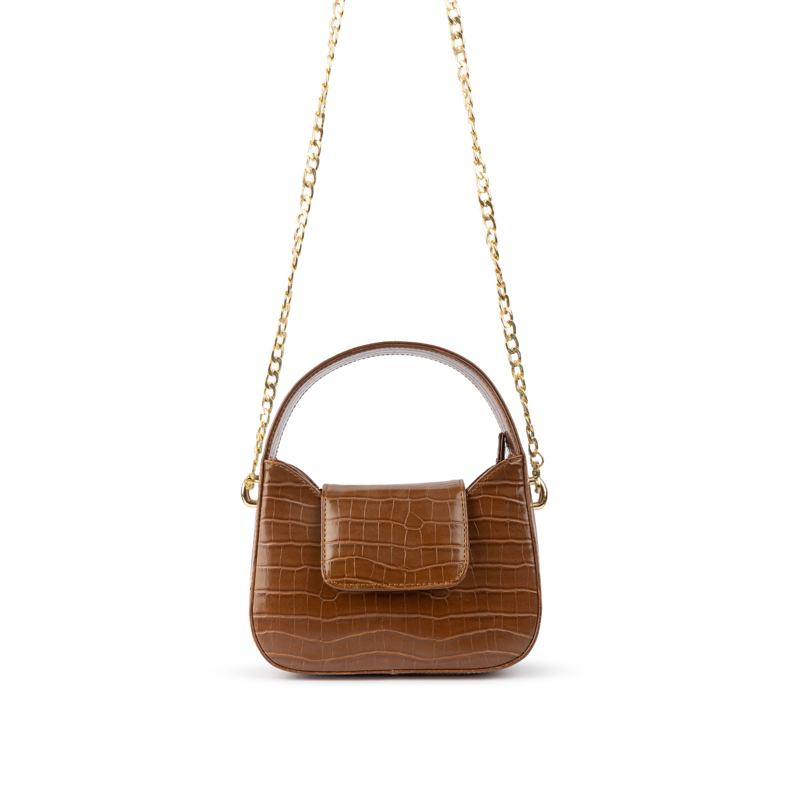 The Petite Posh Tote - Brown Crocodile
