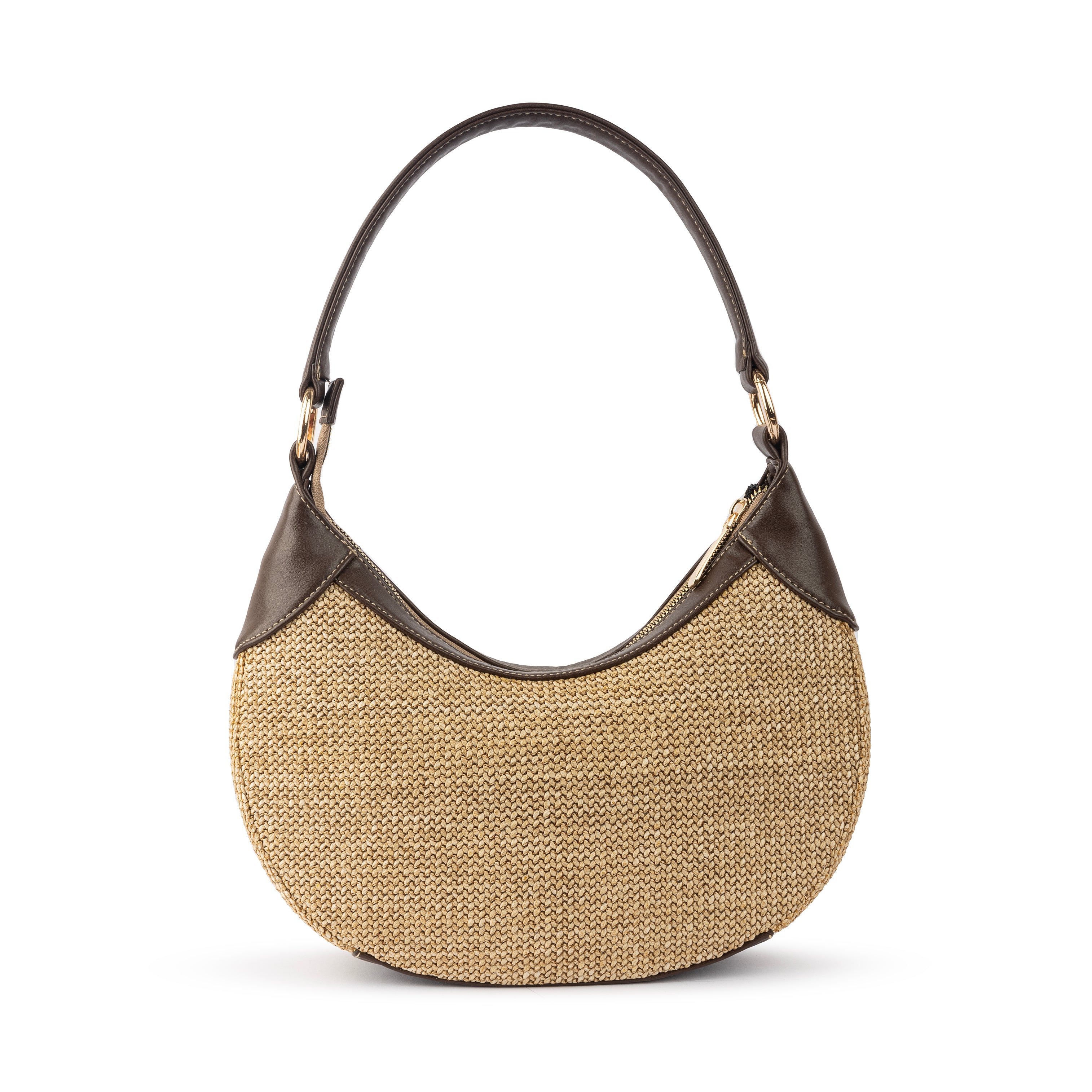 Burlap Crescent Bag - Brown