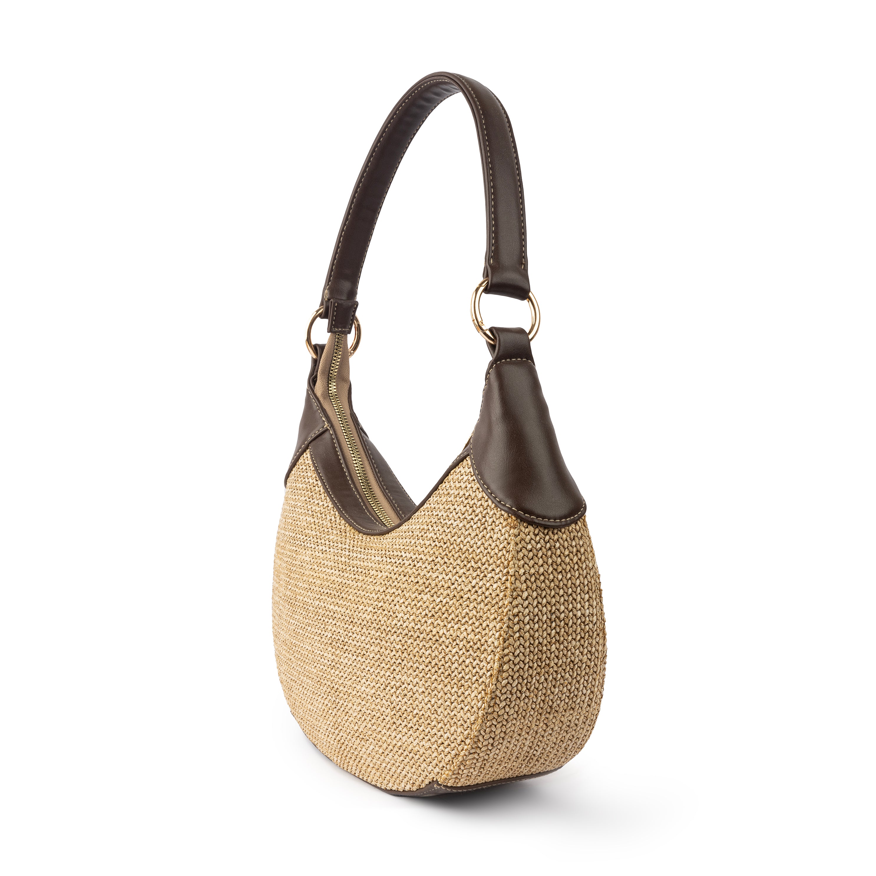 Burlap Crescent Bag - Brown