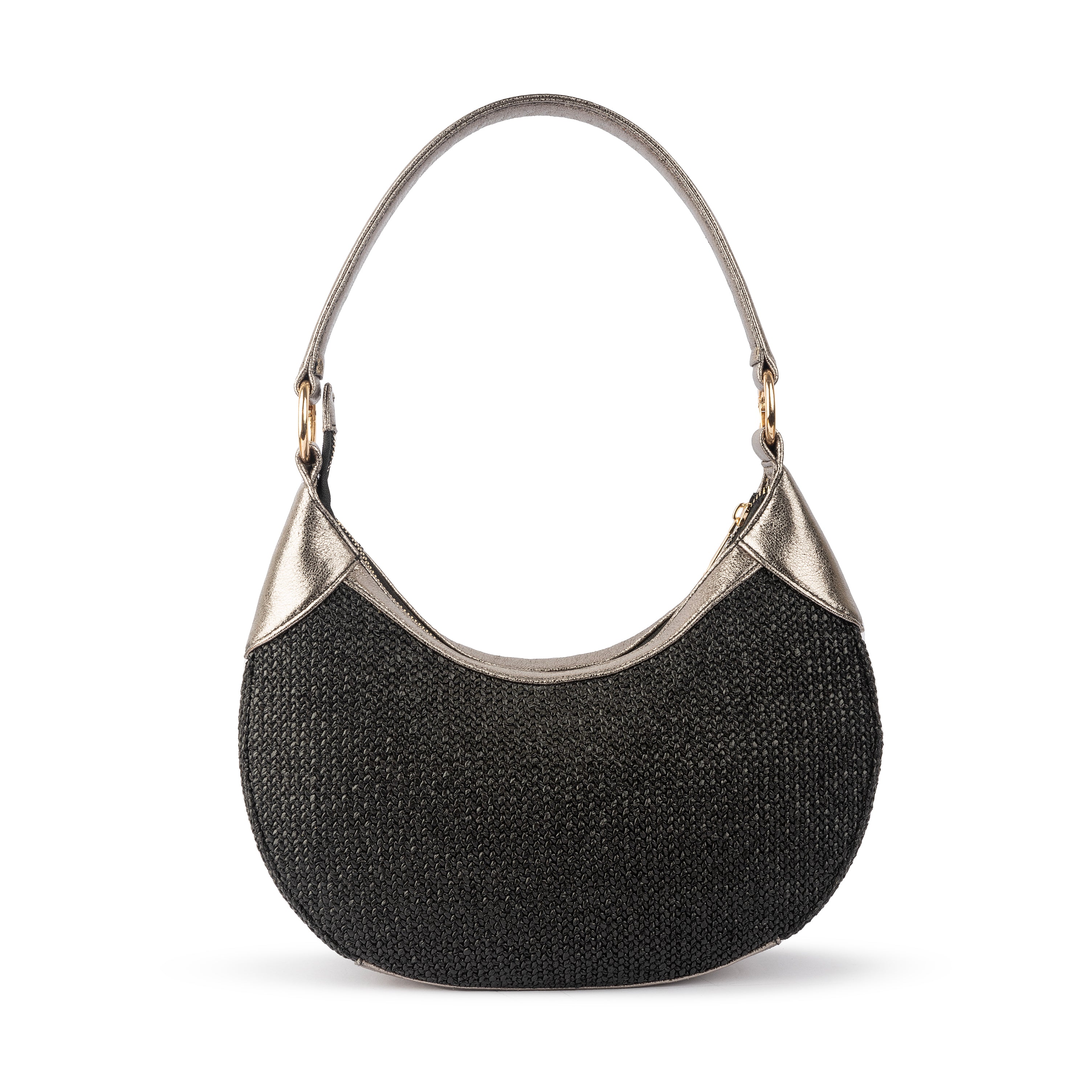 Burlap Crescent Bag - Black