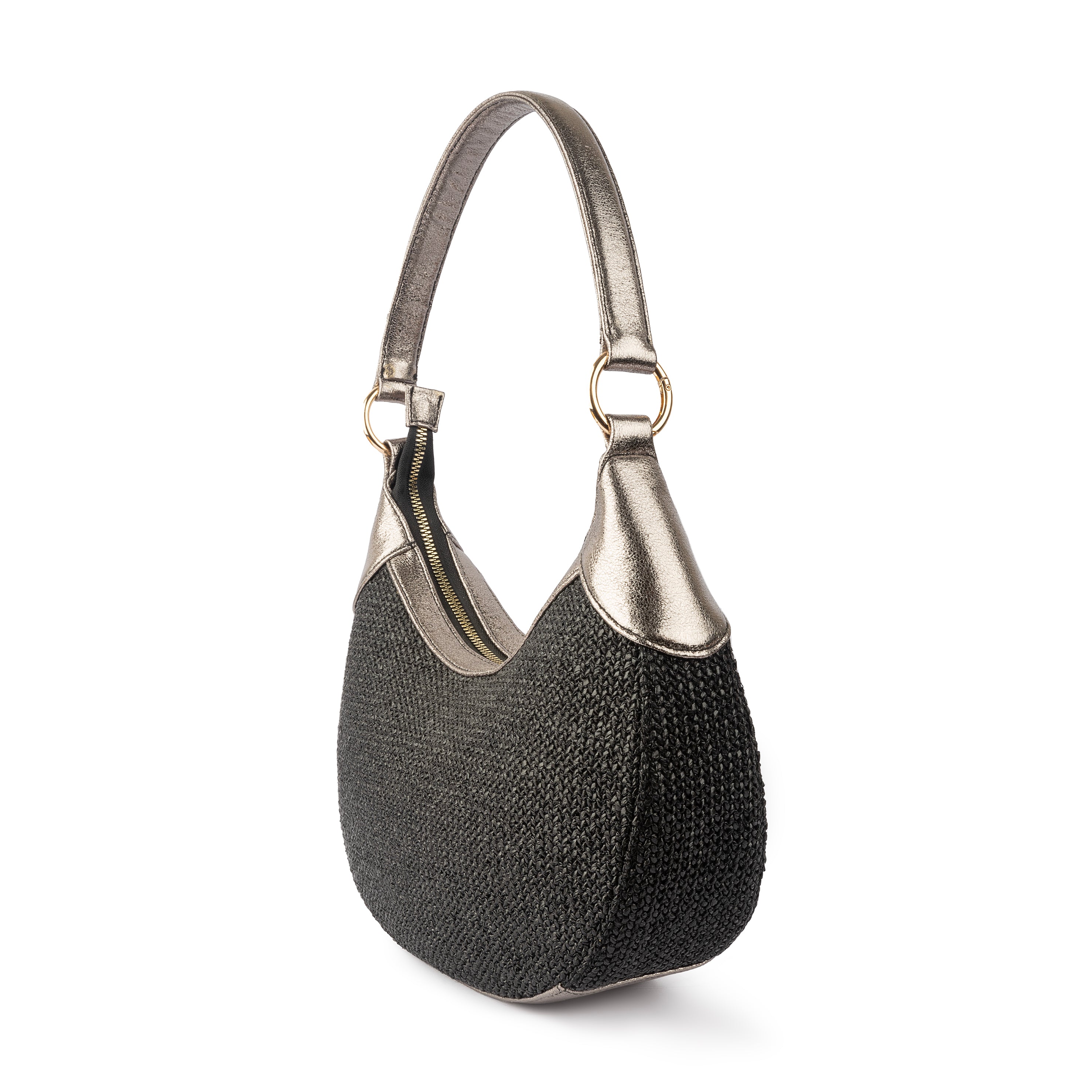 Burlap Crescent Bag - Black