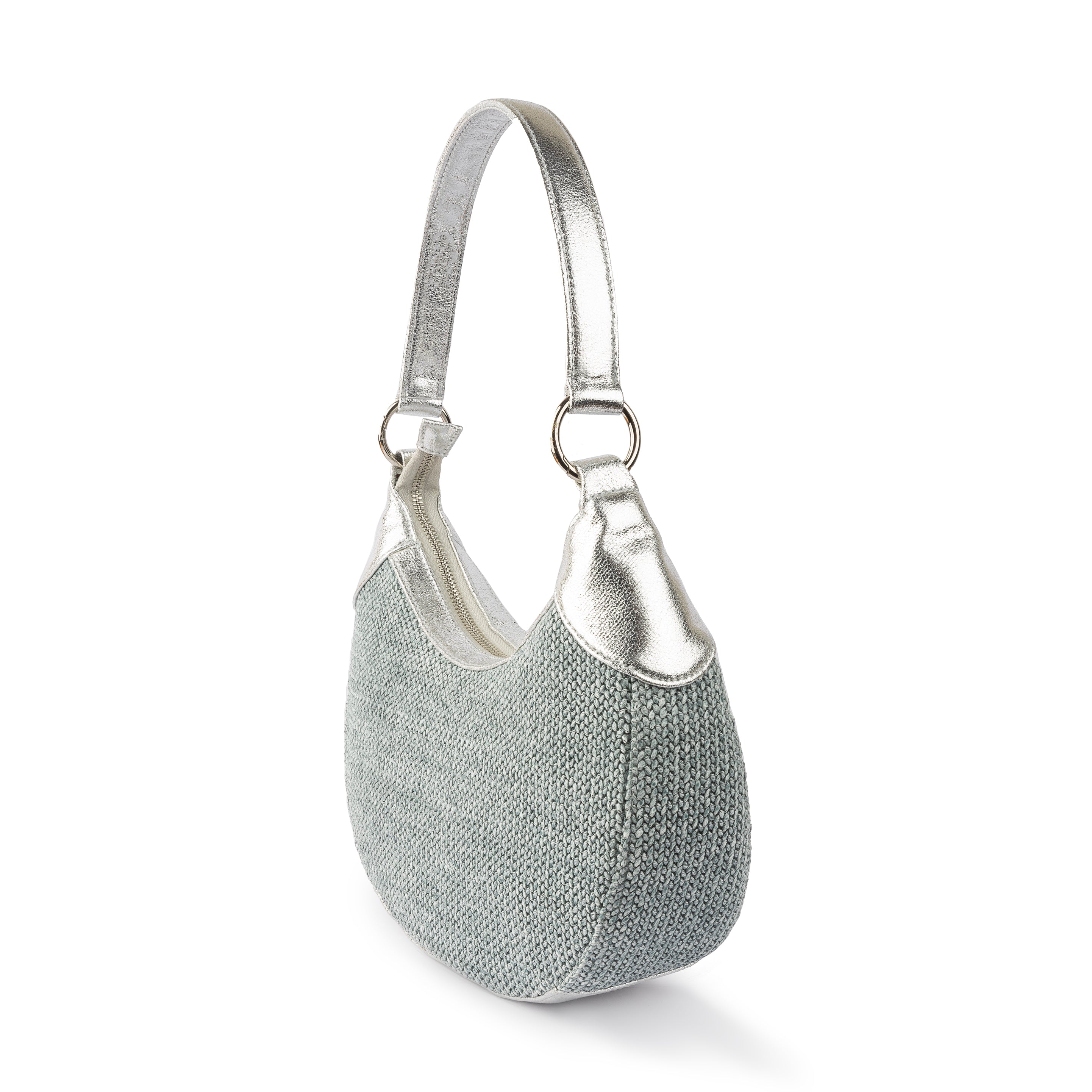 Burlap Crescent Bag - Sliver