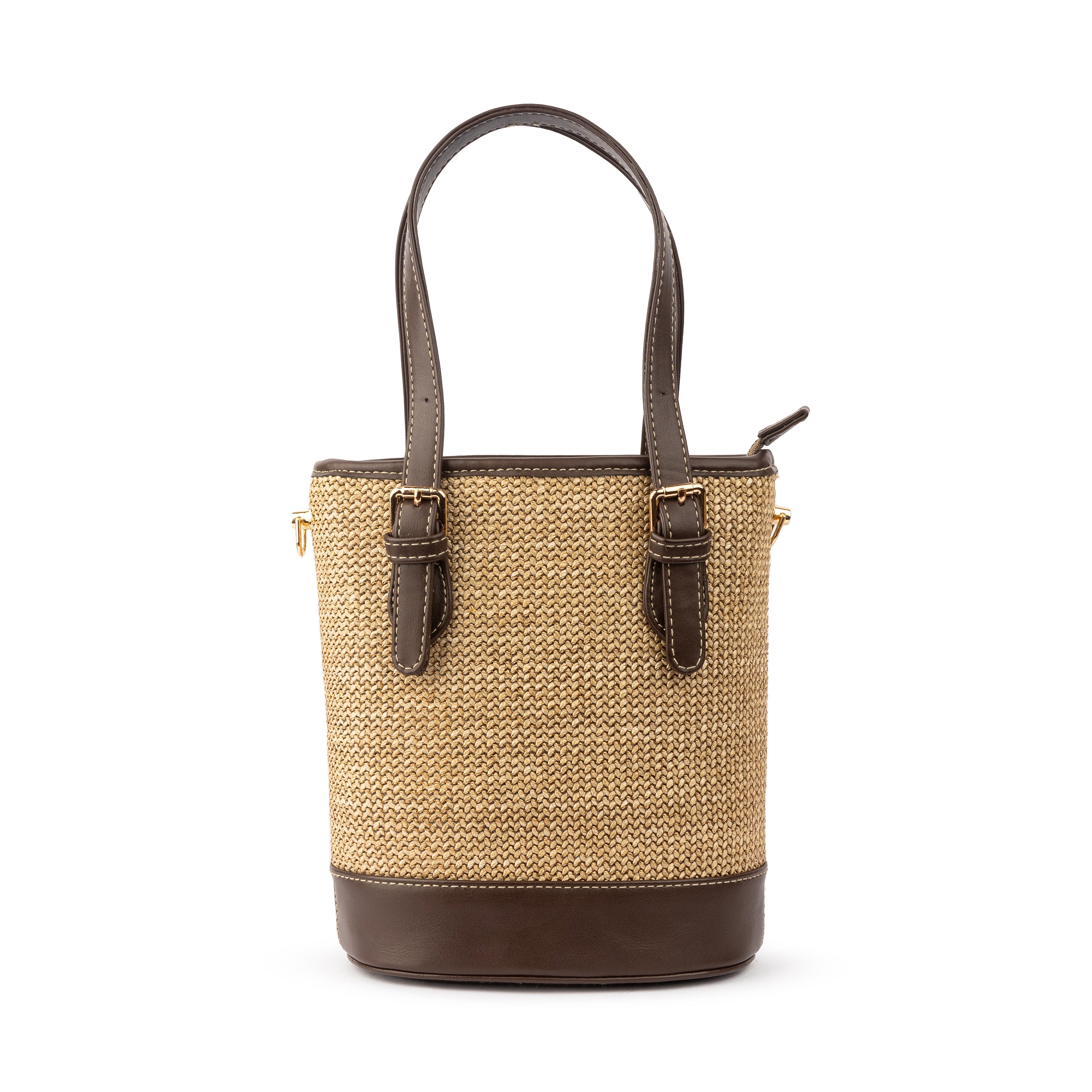 Burlap Bucket Bag - Brown