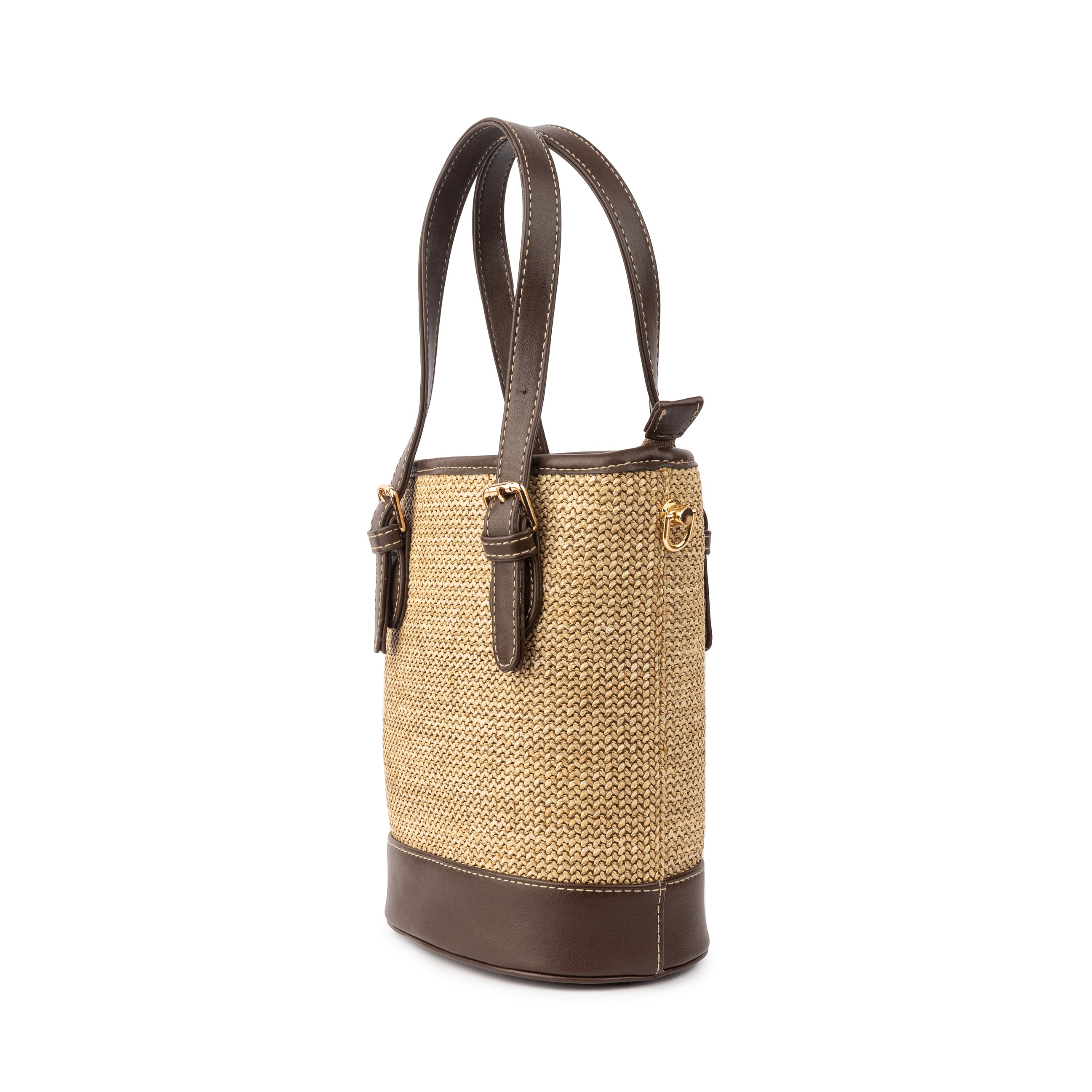 Burlap Bucket Bag - Brown