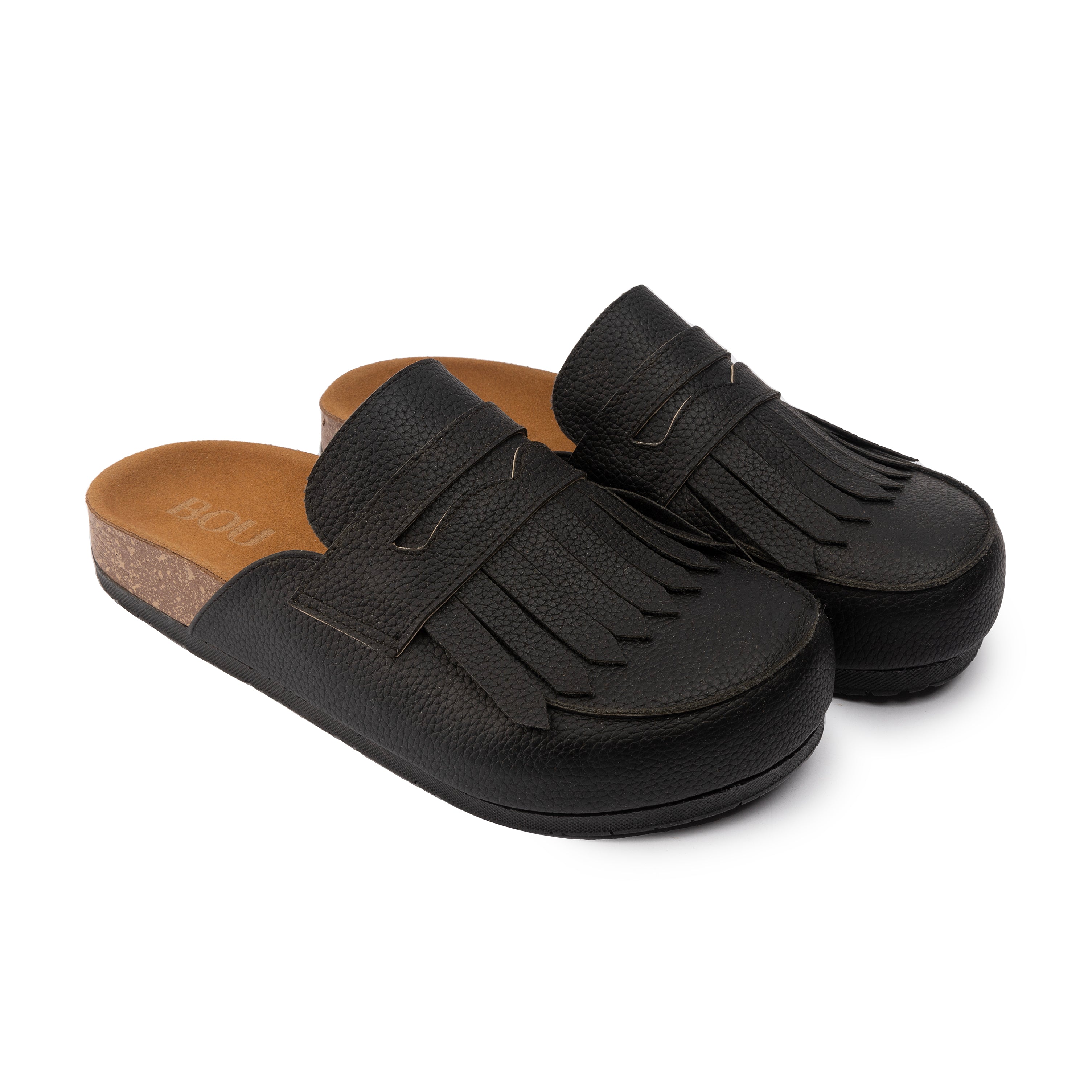 Loafer Clogs " Fringed " - Midnight Black