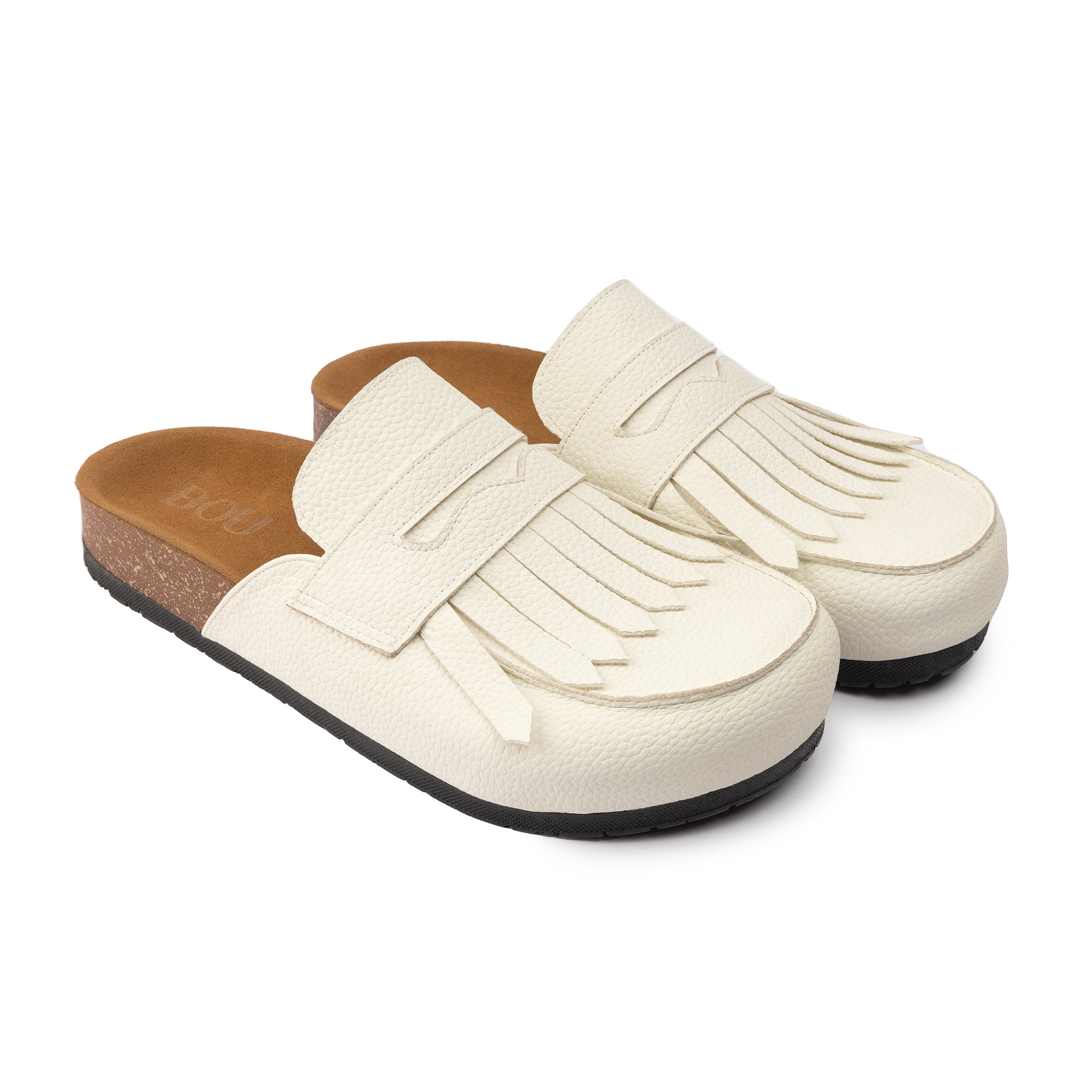 Loafer Clogs " Fringed " - Radiant White
