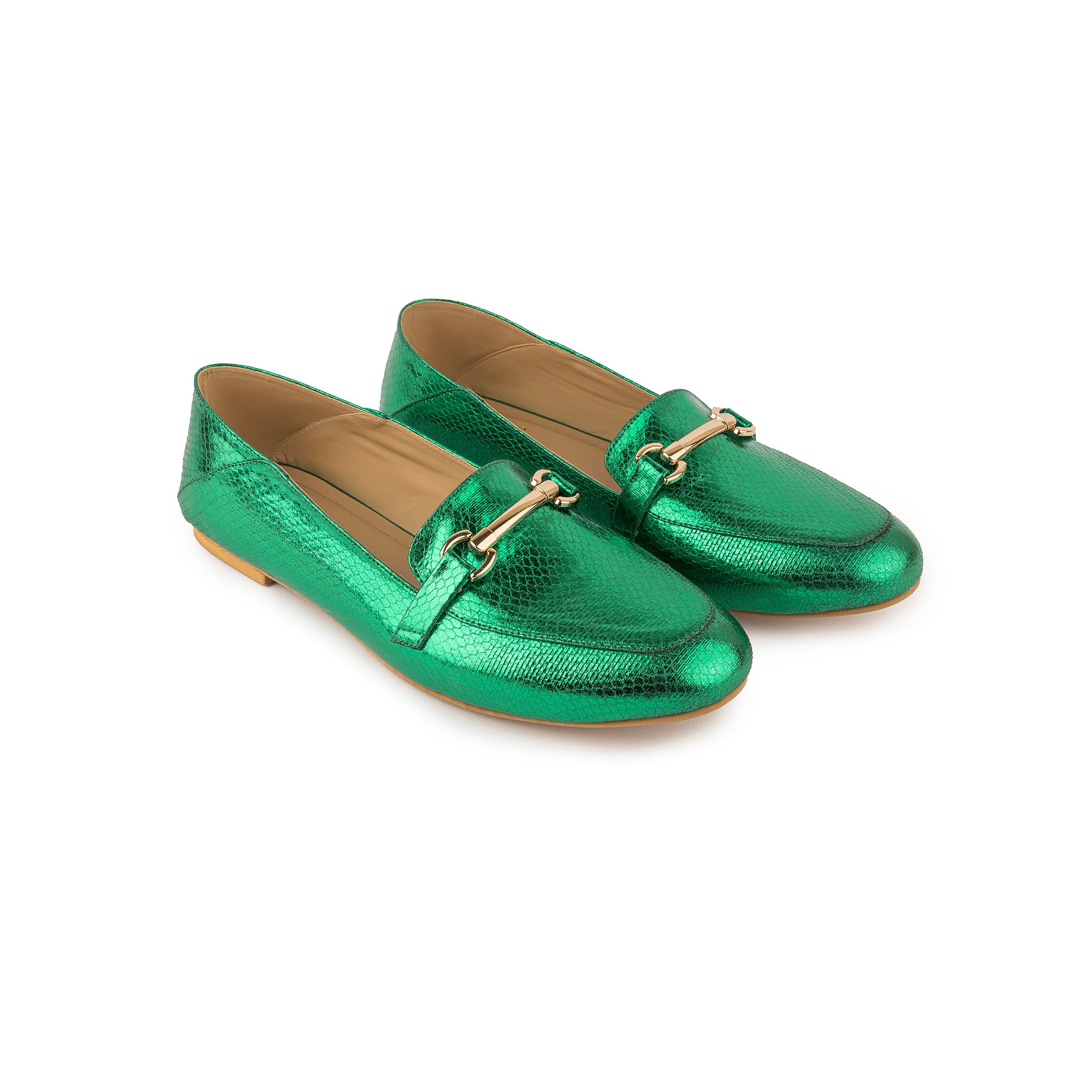 Metallic Loafers - Green