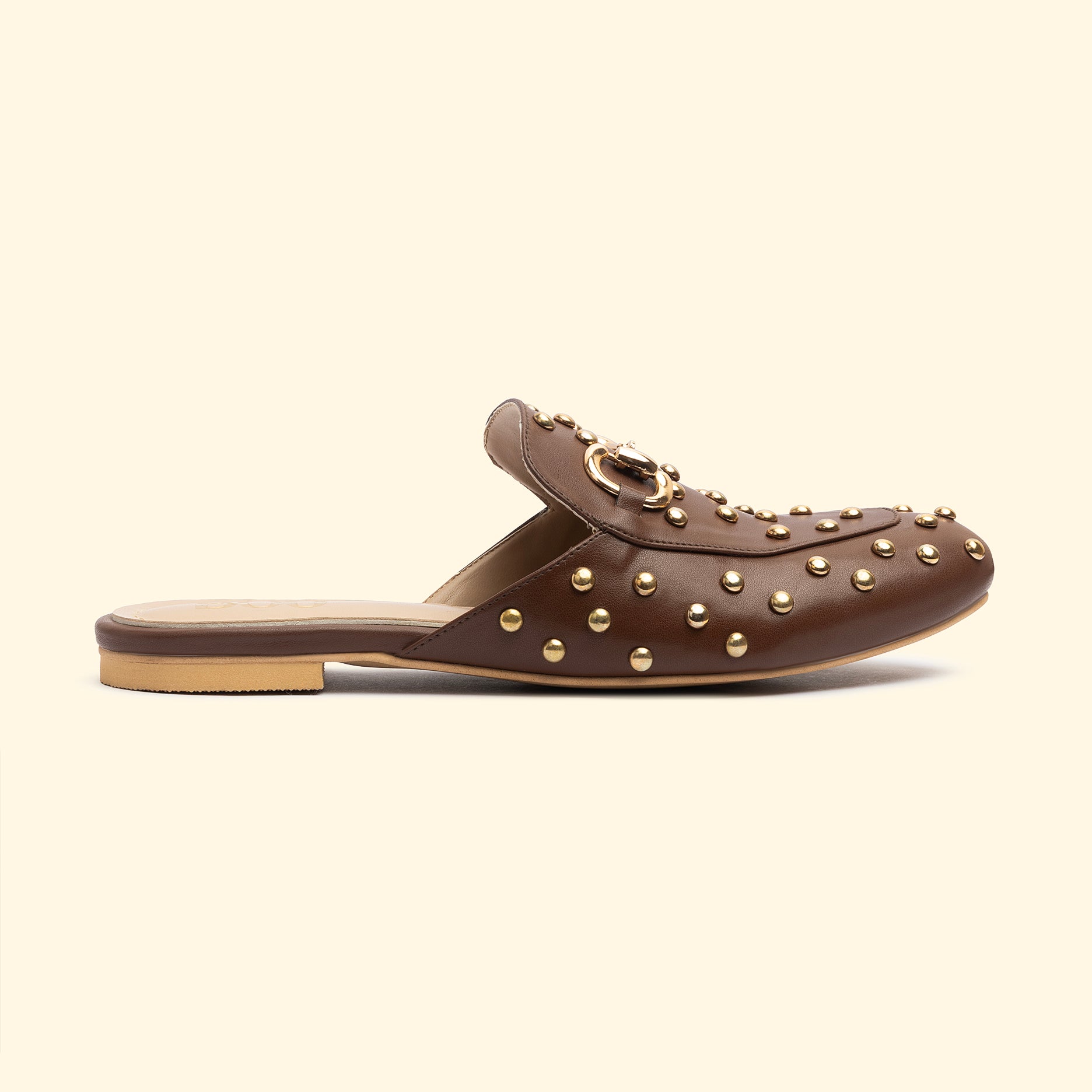 CAMILA STUD MULES - Camila Chestnut