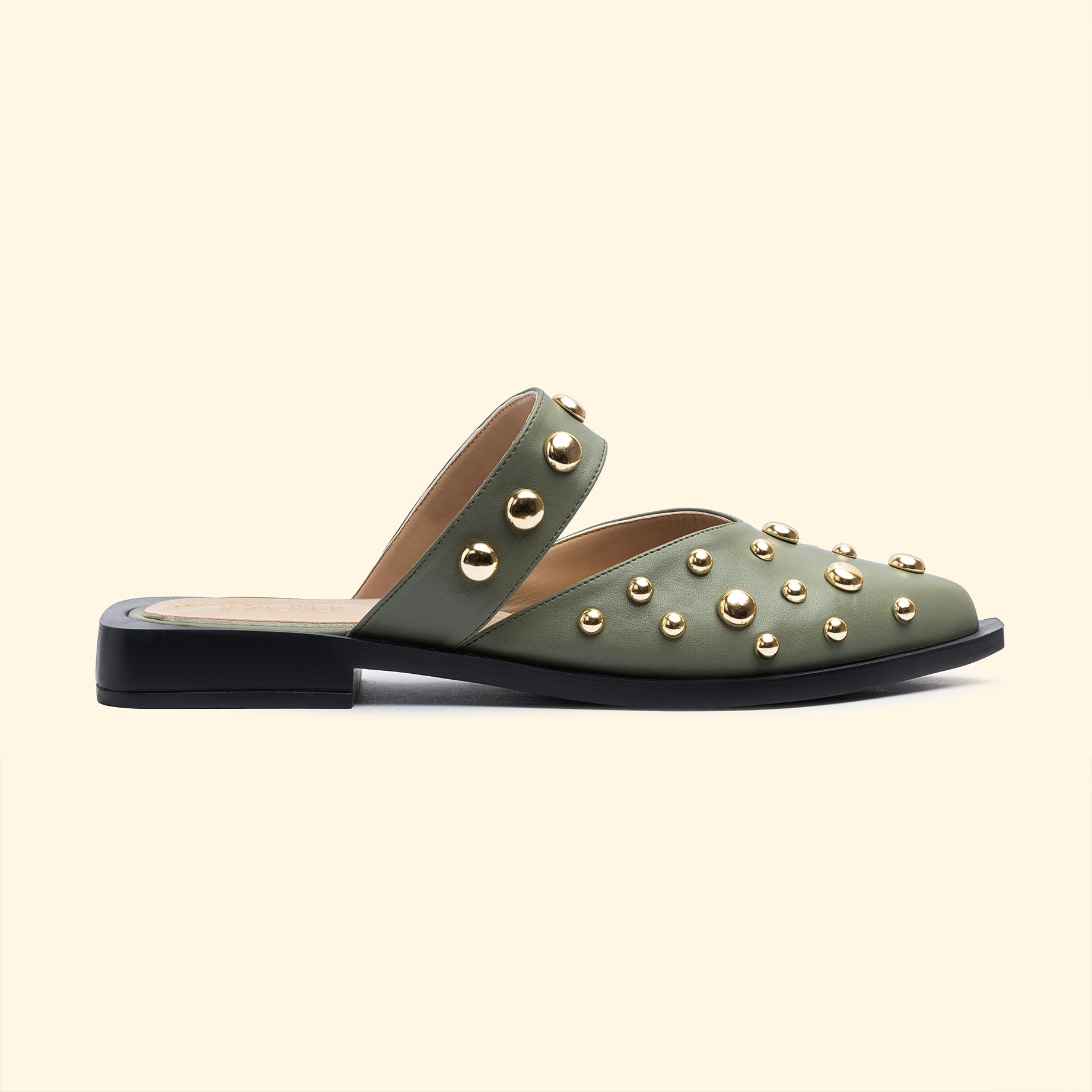 LUNA STUD FLATS - Olive Dust