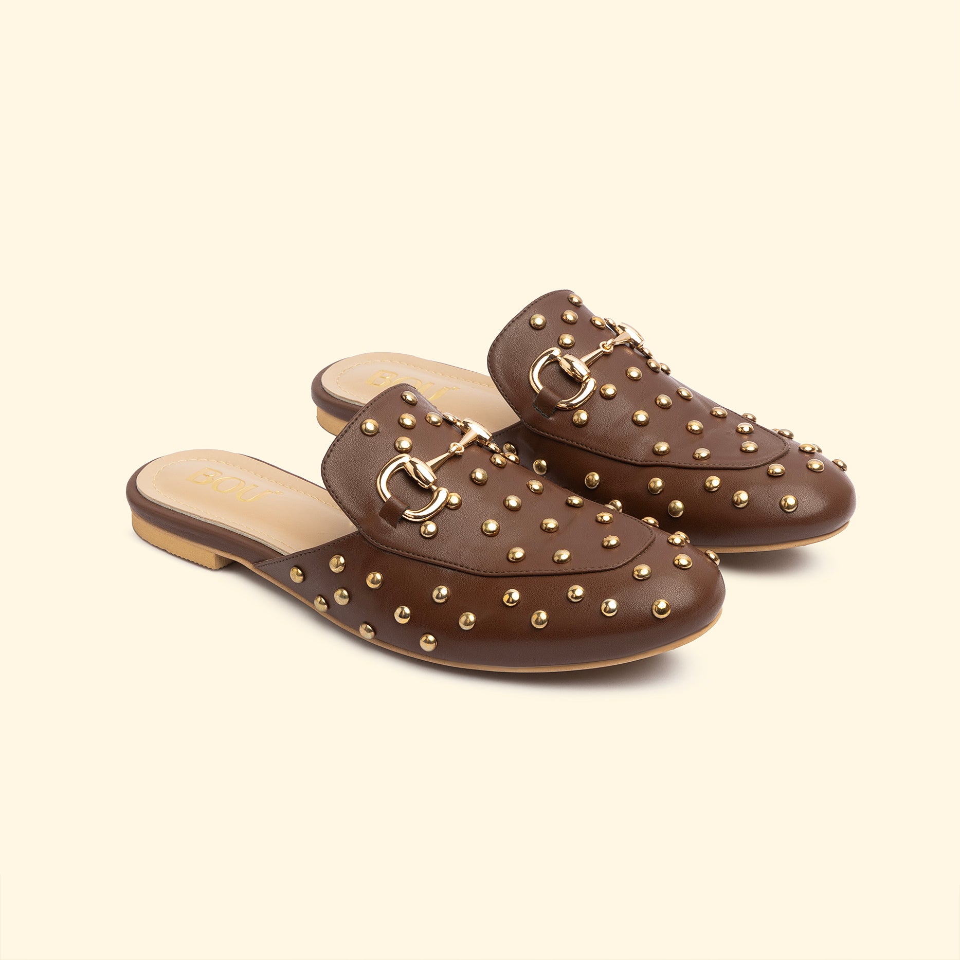 CAMILA STUD MULES - Camila Chestnut