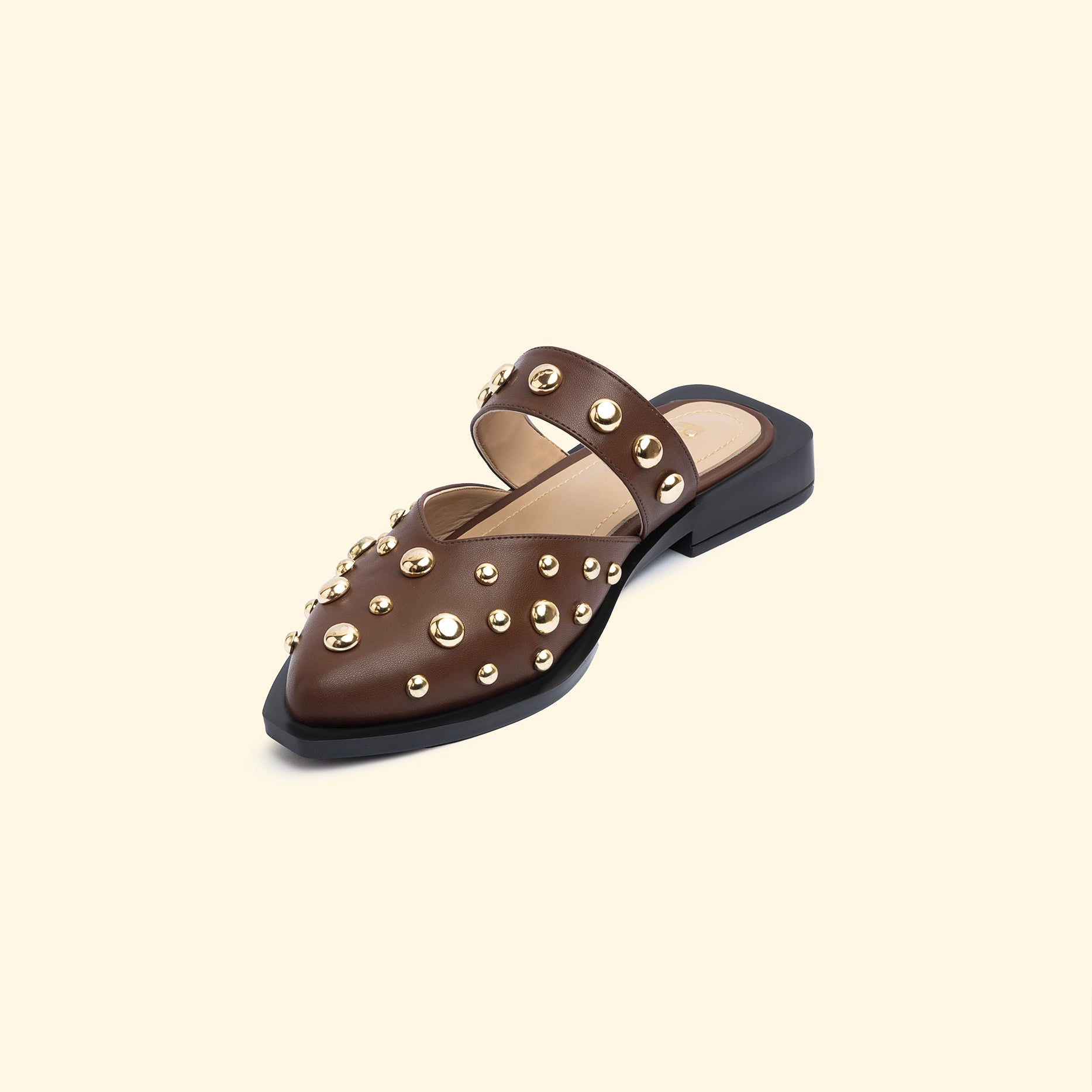 LUNA STUD FLATS - Cocoa Brass