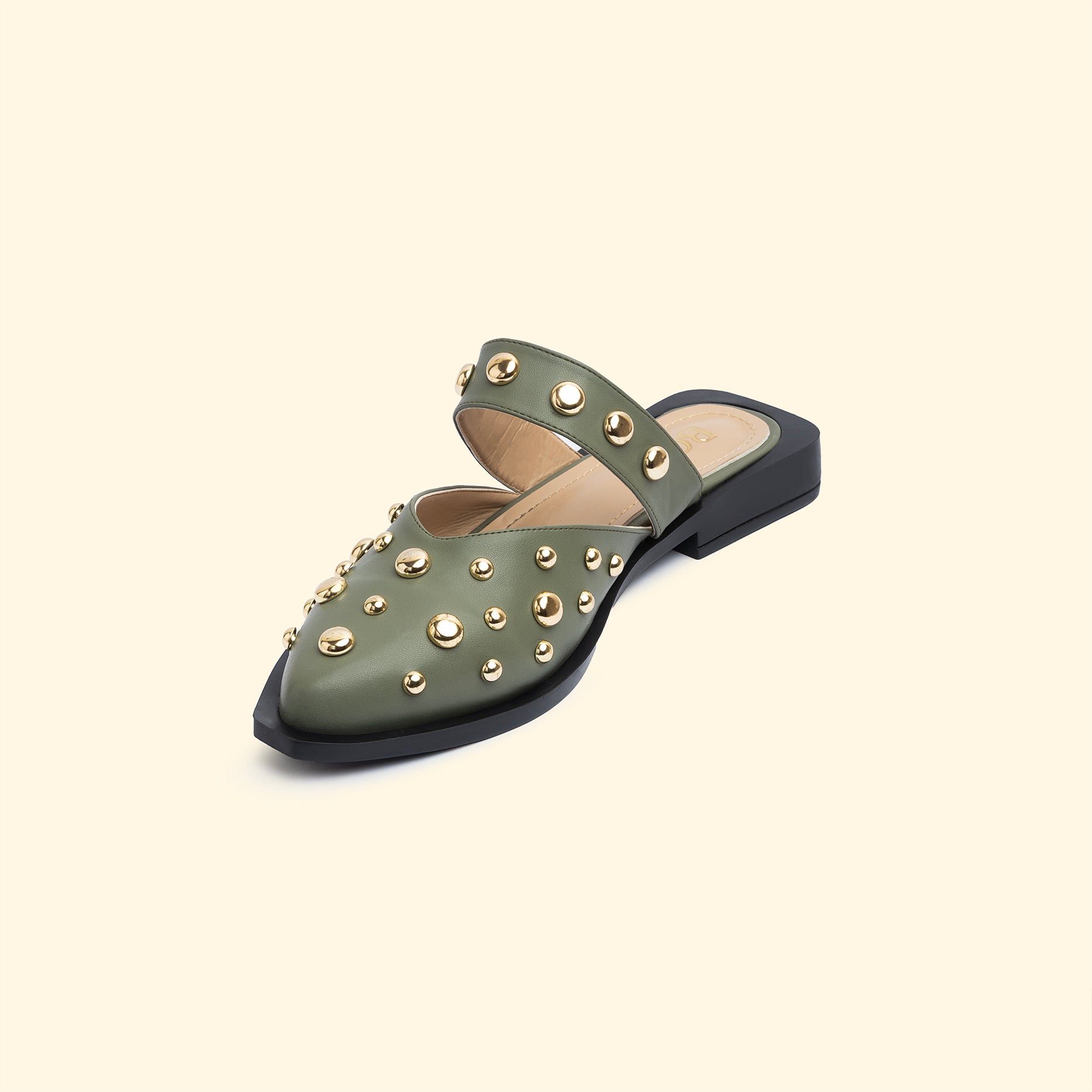 LUNA STUD FLATS - Olive Dust