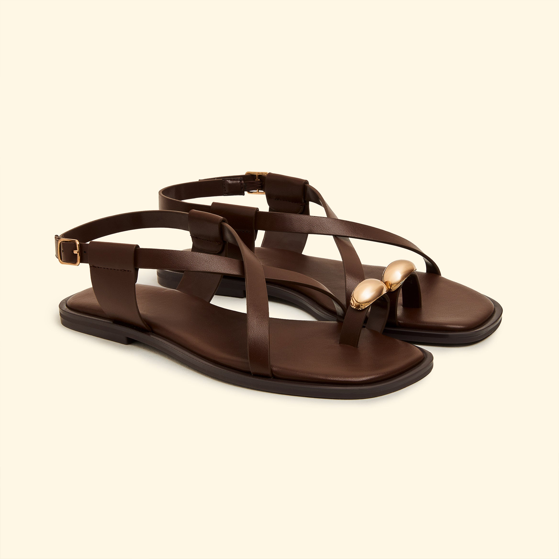 Capri Toe Ring Sandals -Brown