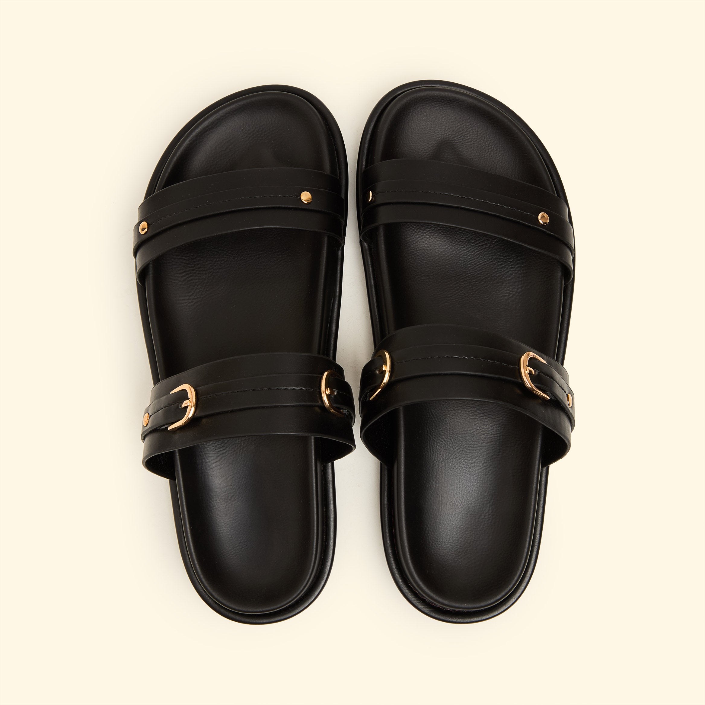 Terra Buckle Slippers - Black