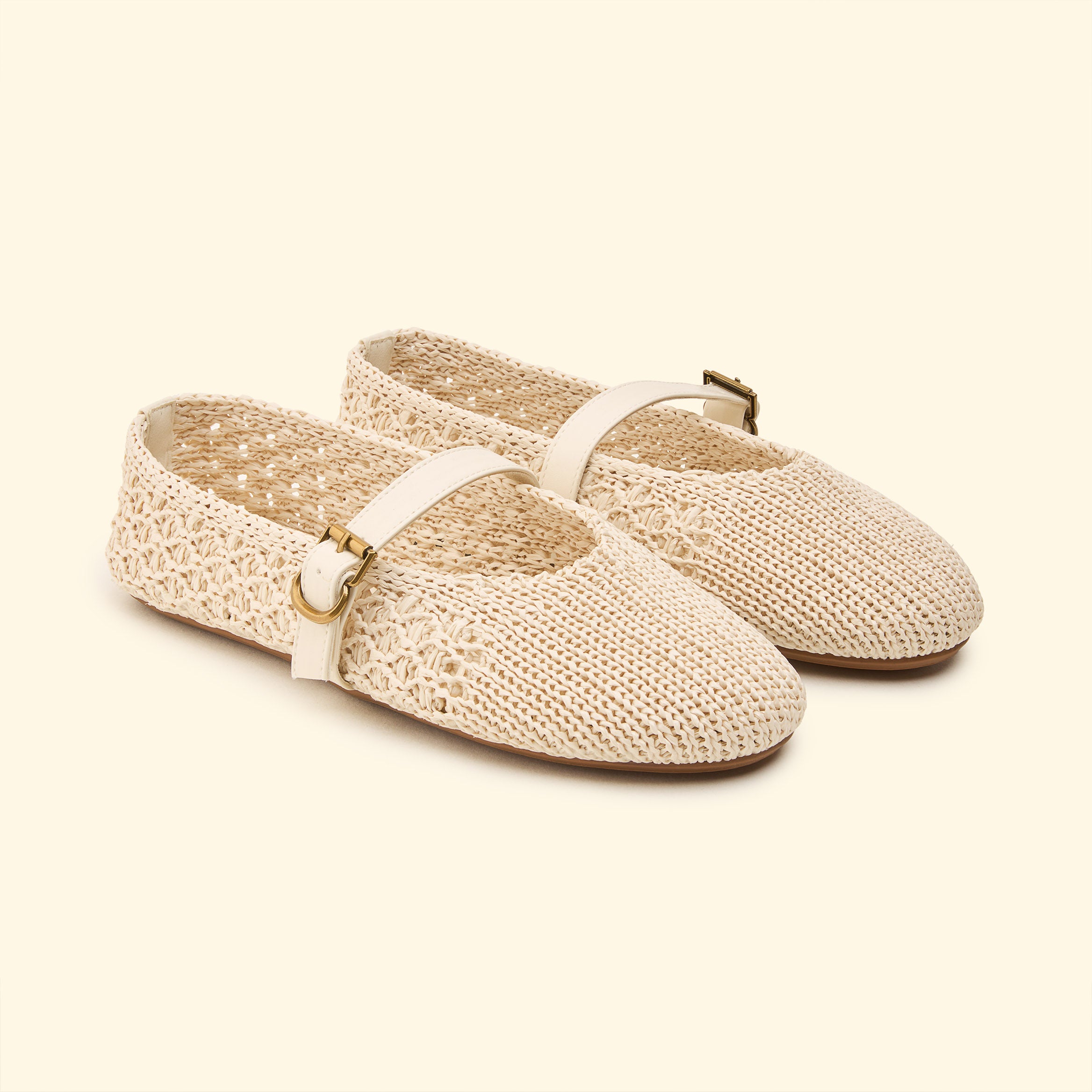 Soft Knit Strap Flat - Beige