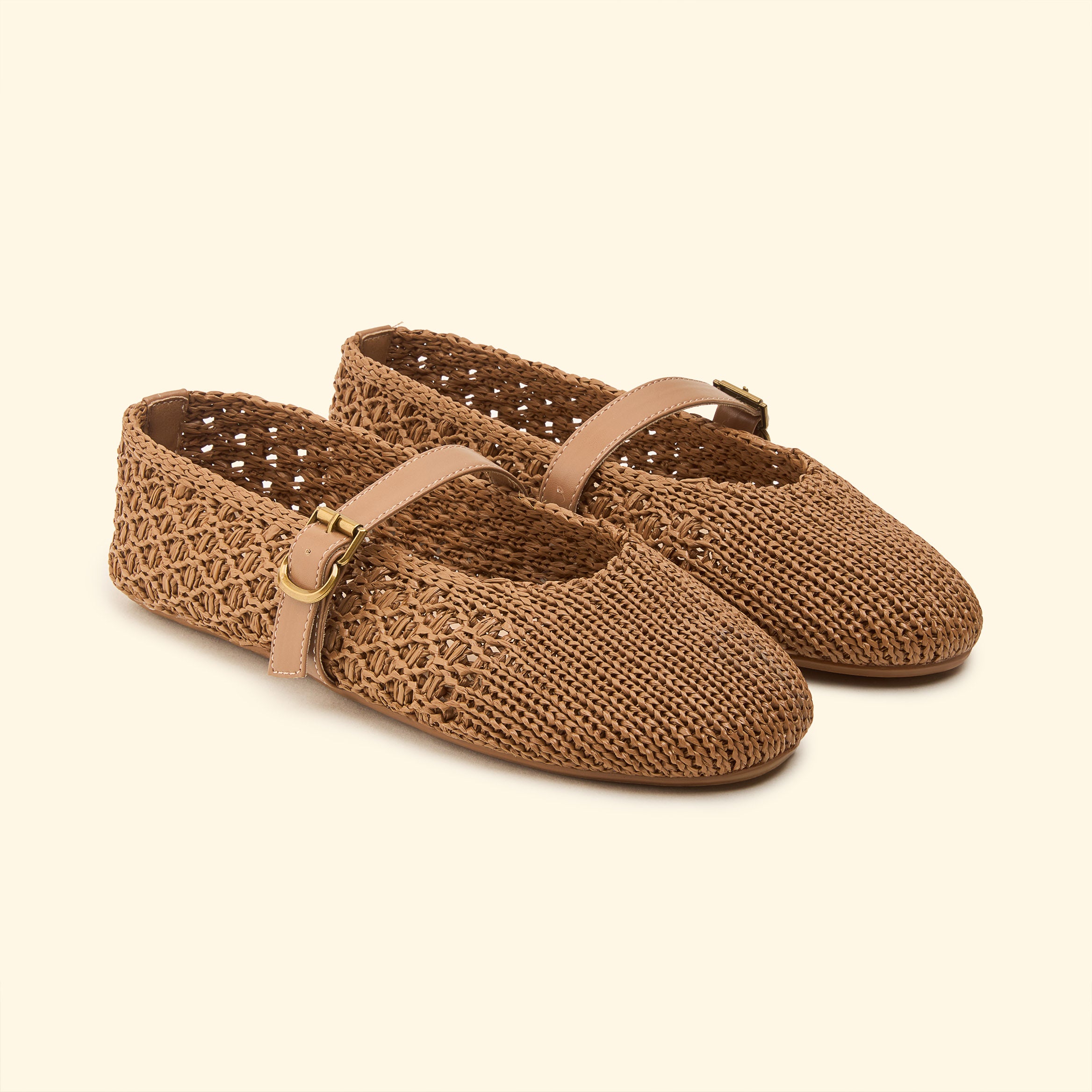 Soft Knit Strap Flat - Light Brown