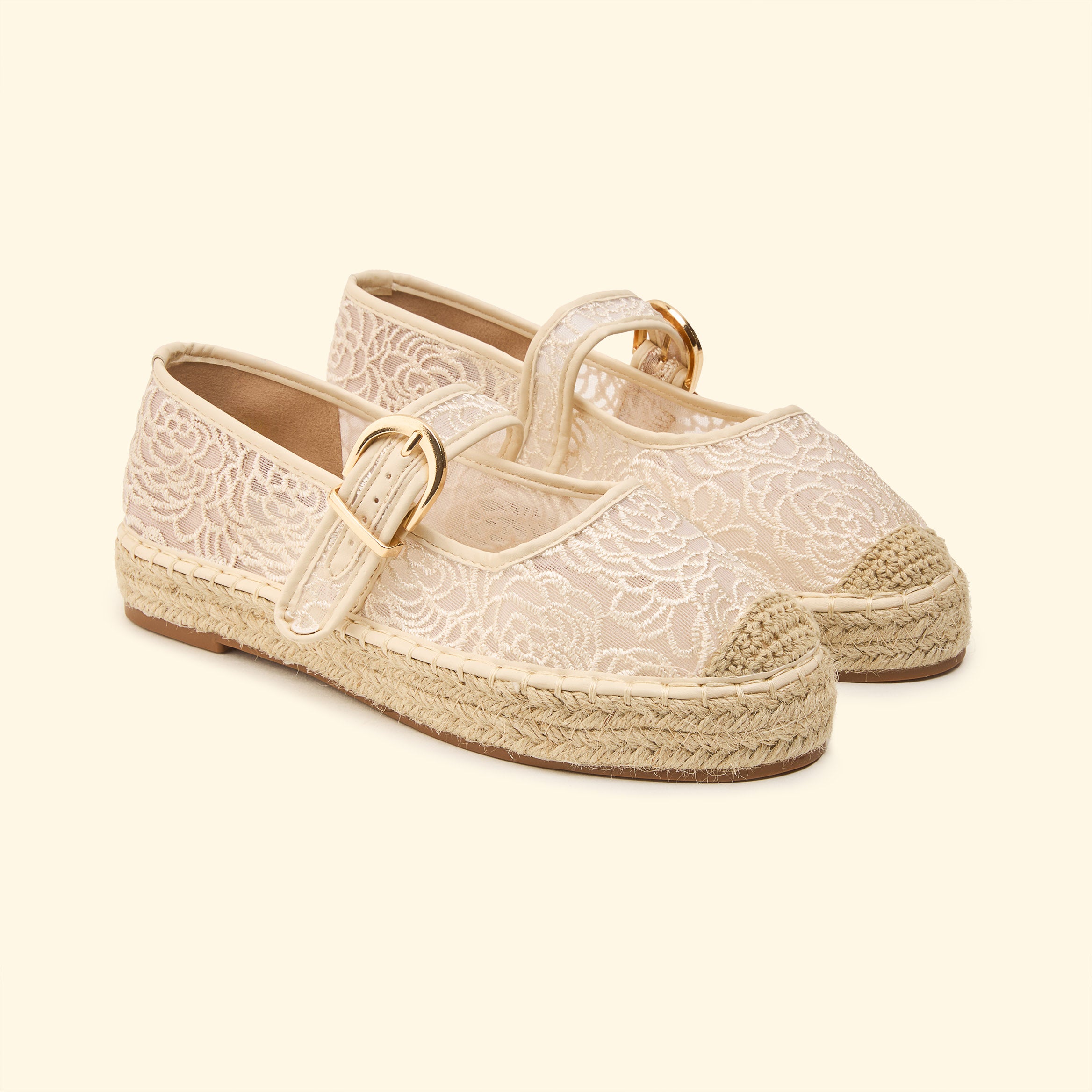 Veloura Strap Espadrilles - Light Beige
