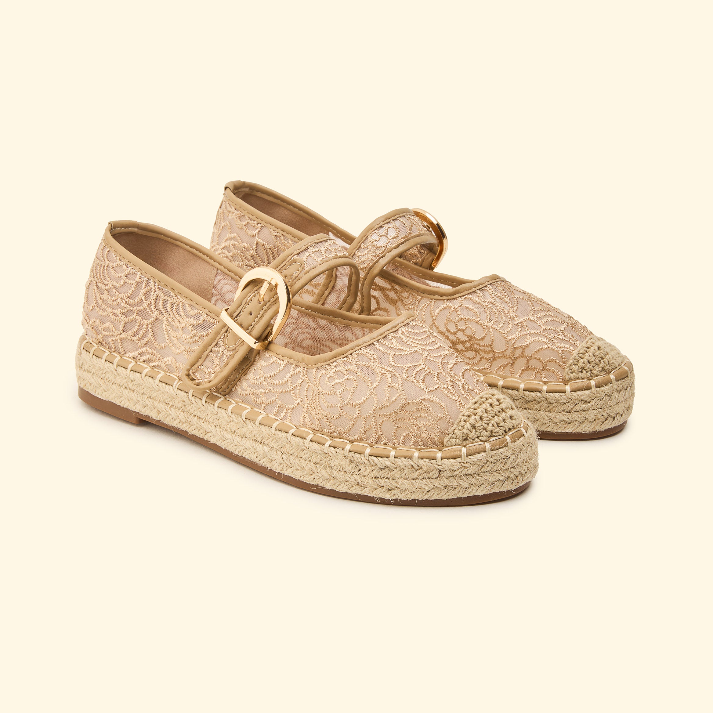 Veloura Strap Espadrilles - Dark Beige