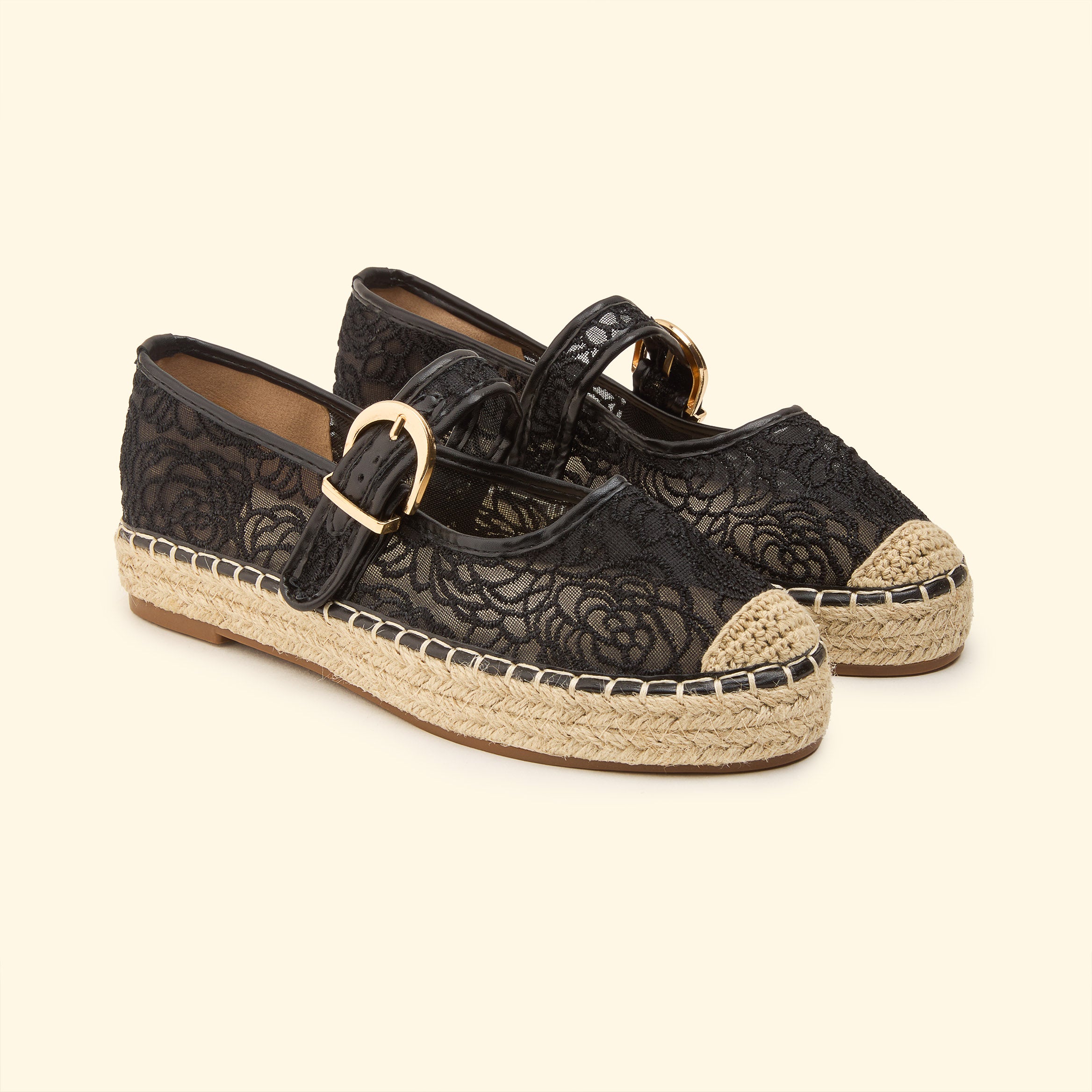 Veloura Strap Espadrilles - Black