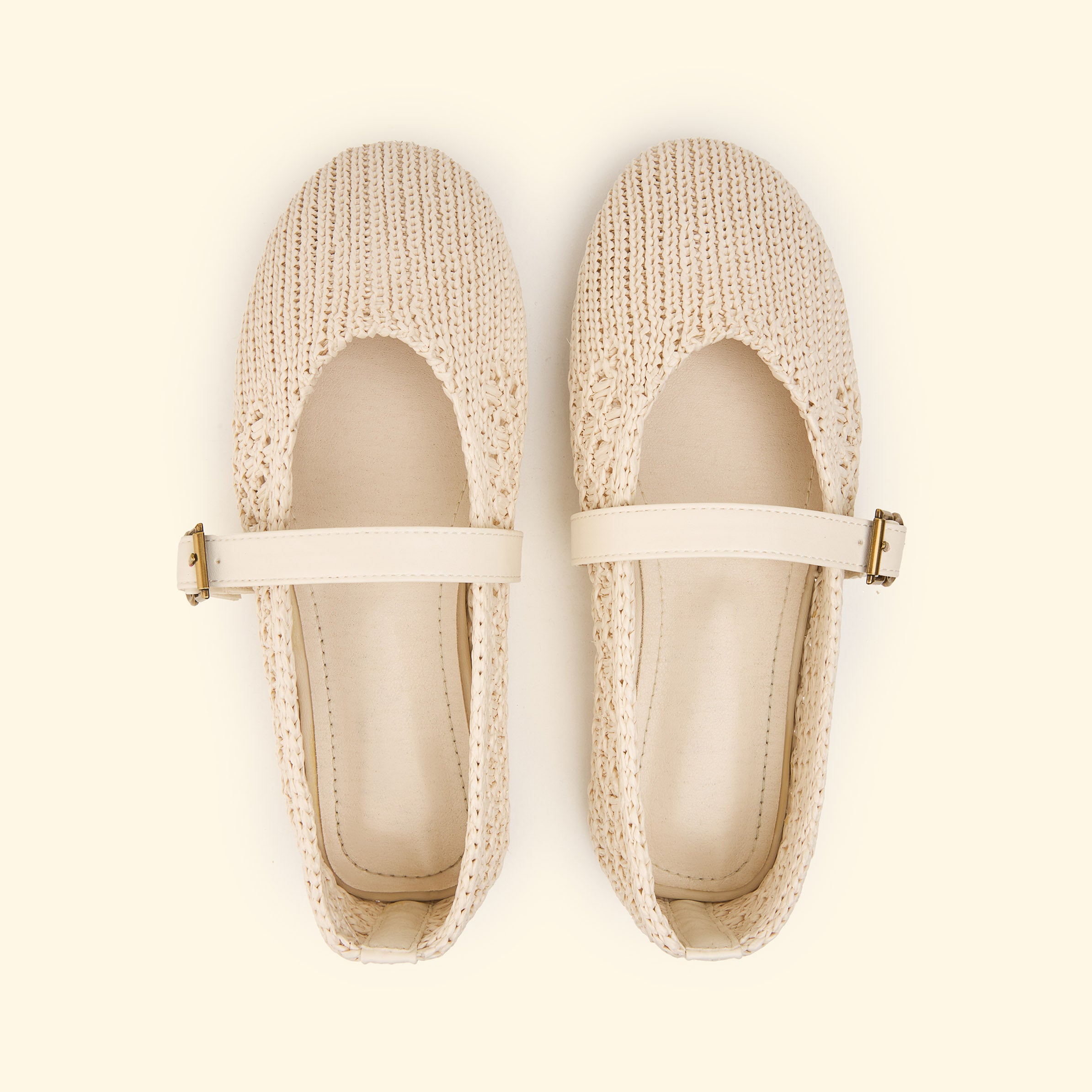 Soft Knit Strap Flat - Beige