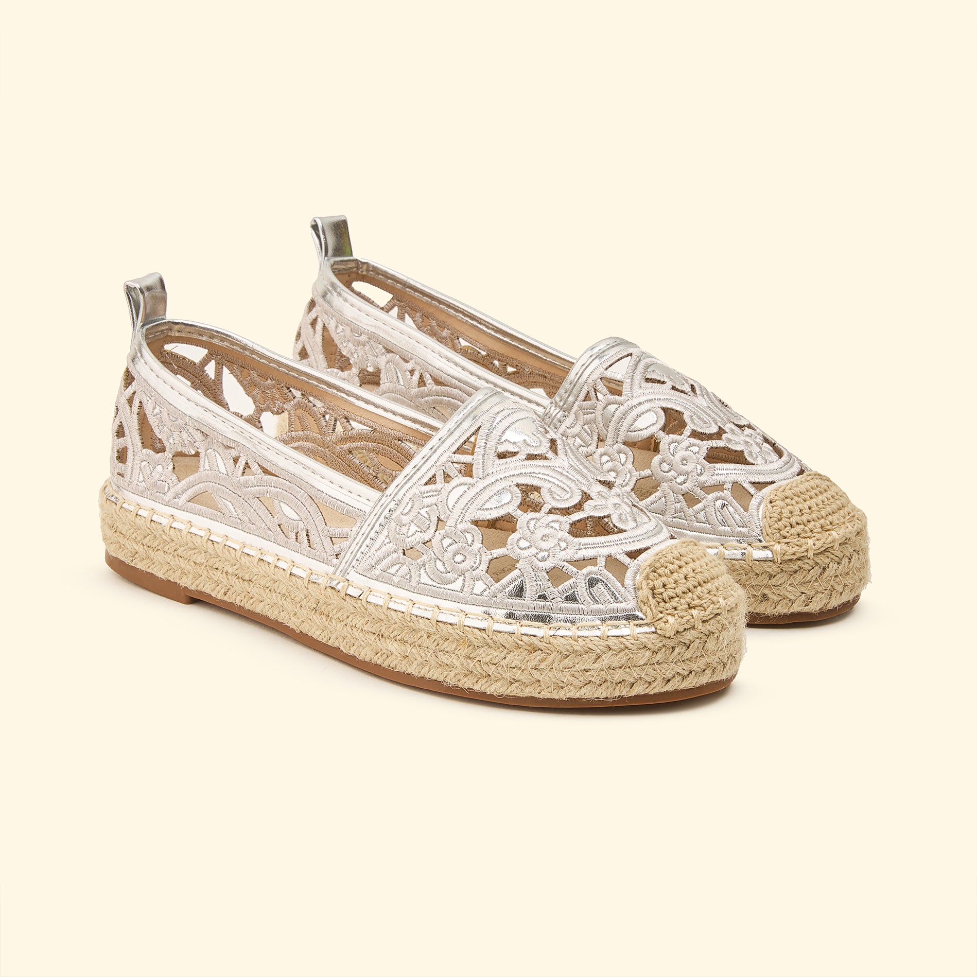 Classic Crochet Espadrilles - Silver