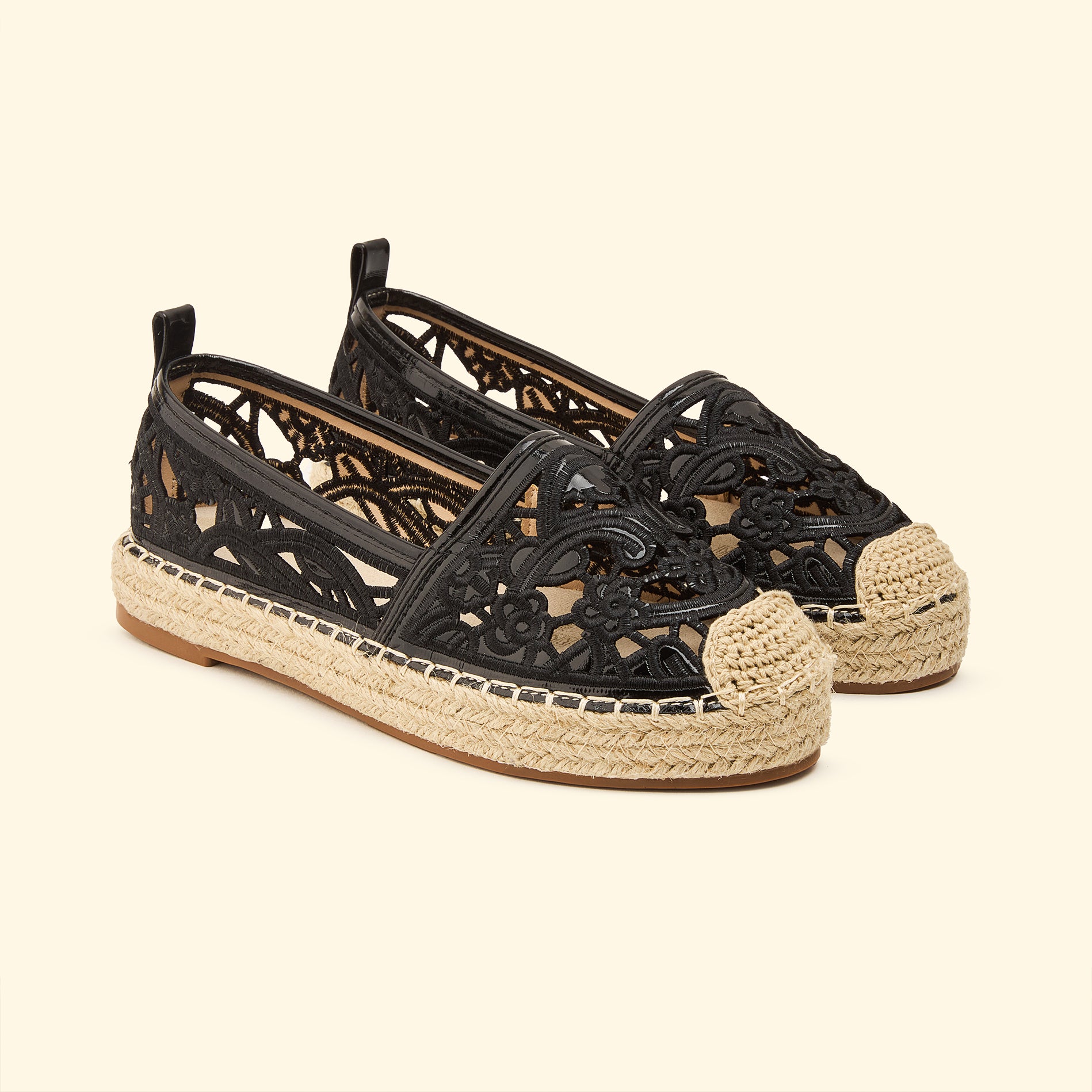 Classic Crochet Espadrilles - Black