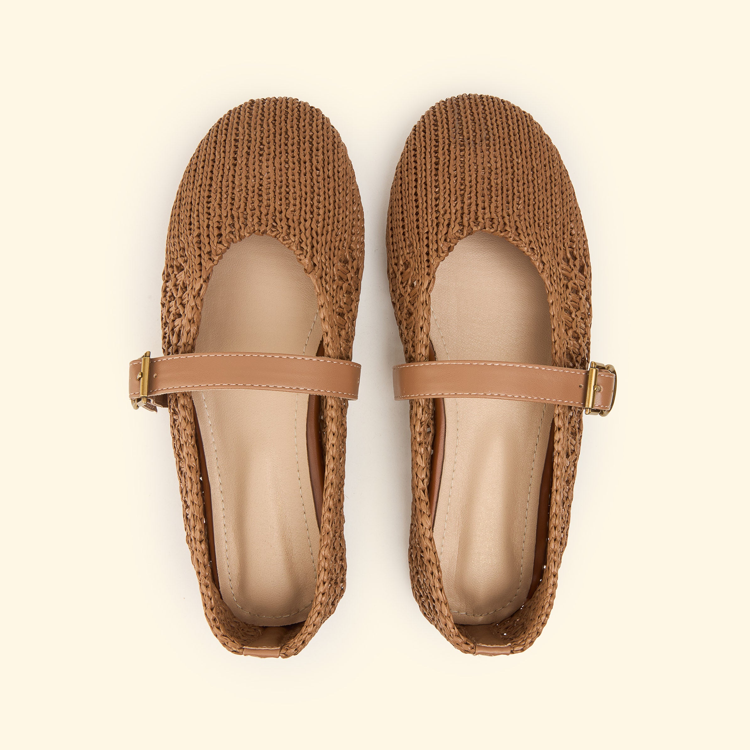 Soft Knit Strap Flat - Light Brown