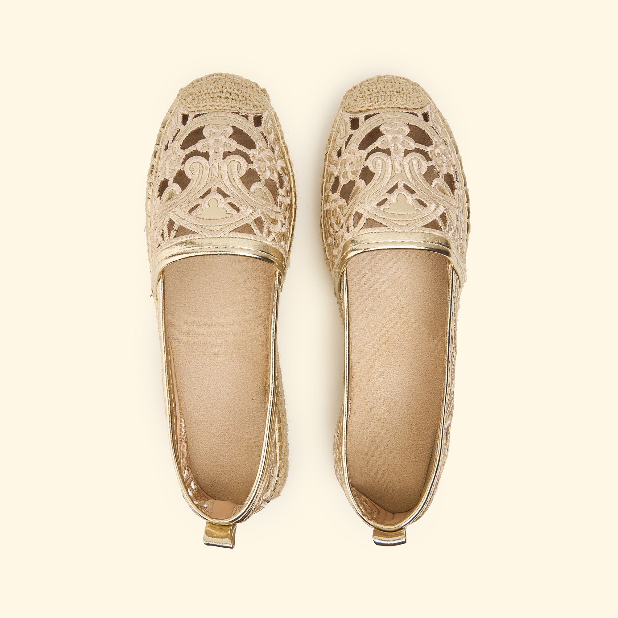 Classic Crochet Espadrilles - Gold