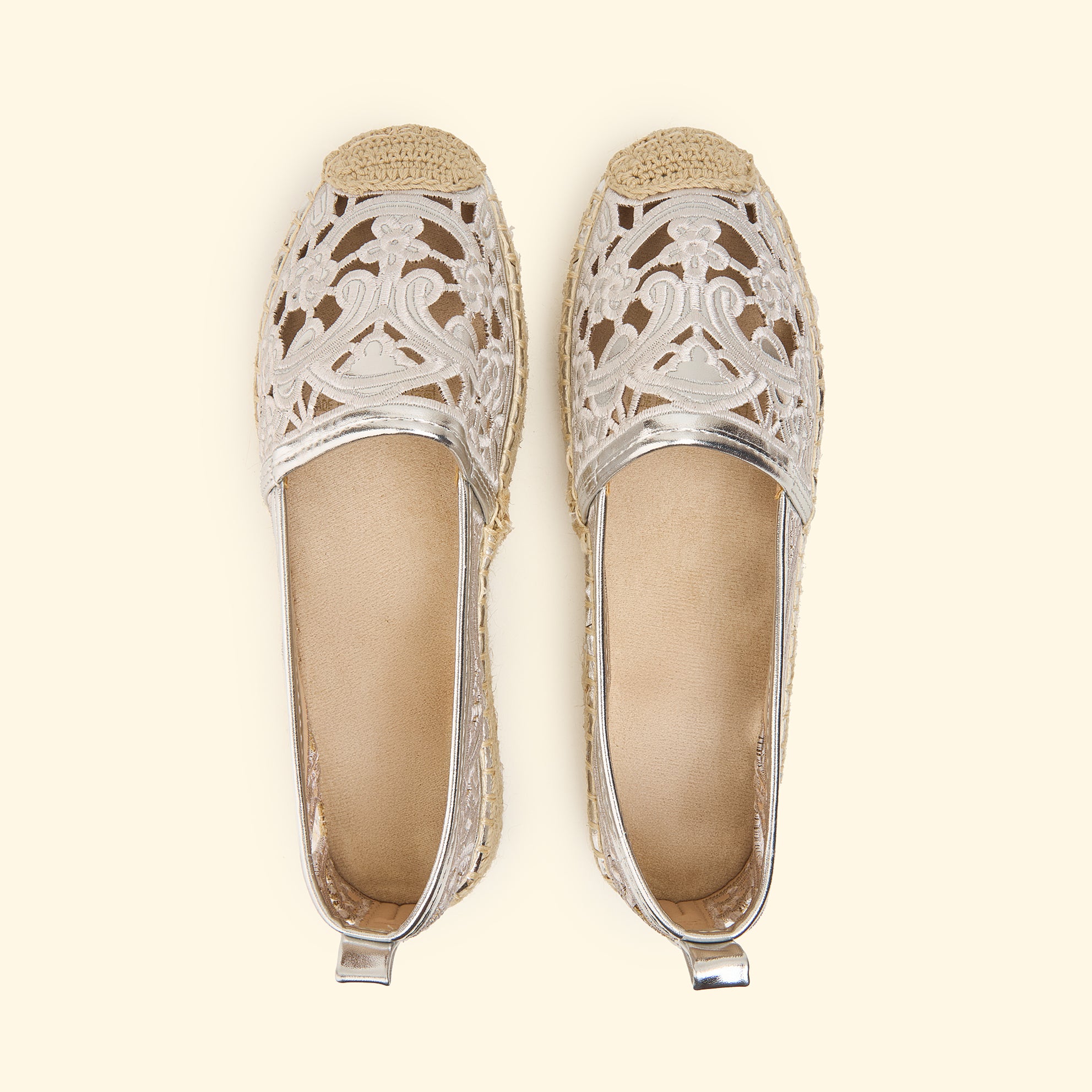 Classic Crochet Espadrilles - Silver