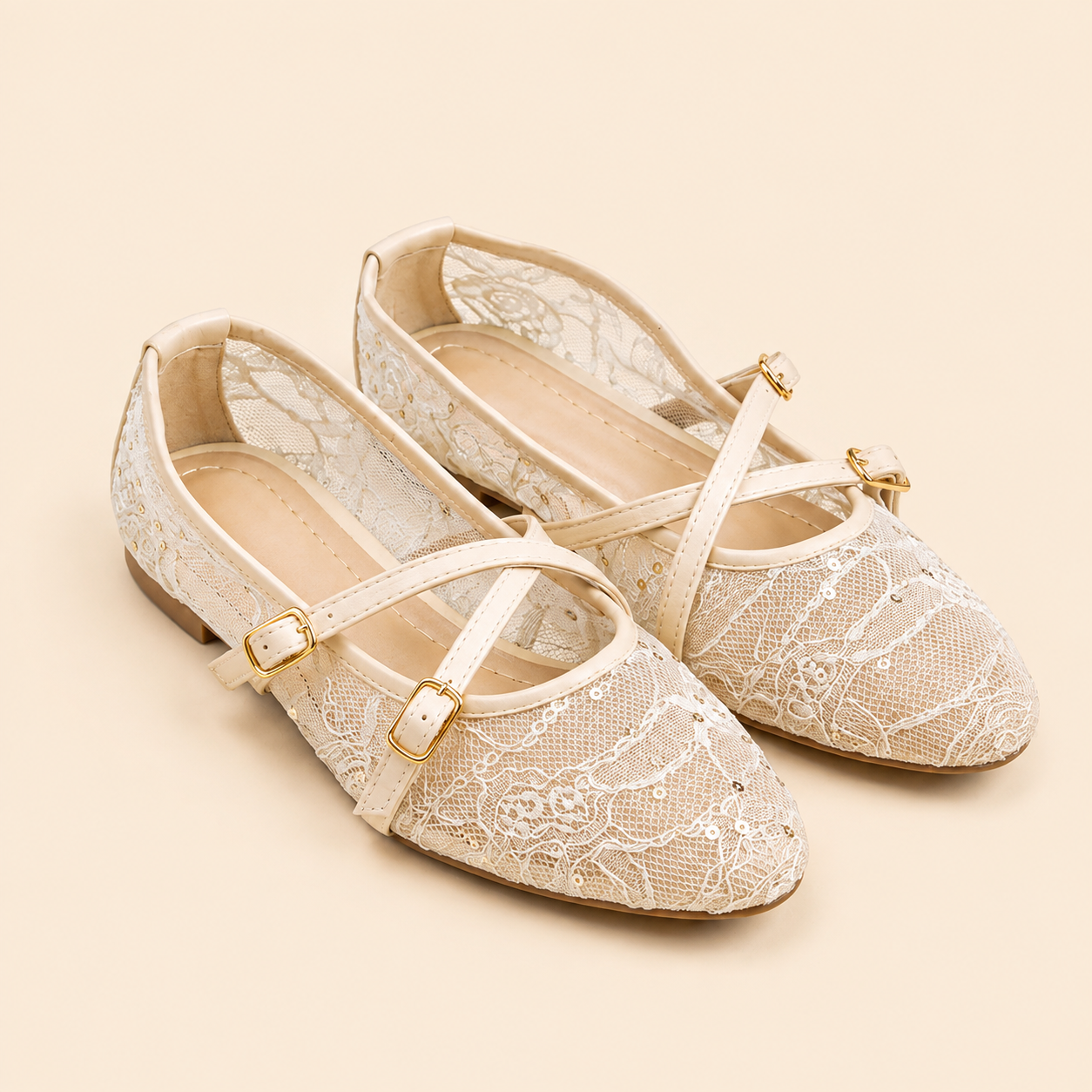 Sequin Mary Jane - Beige