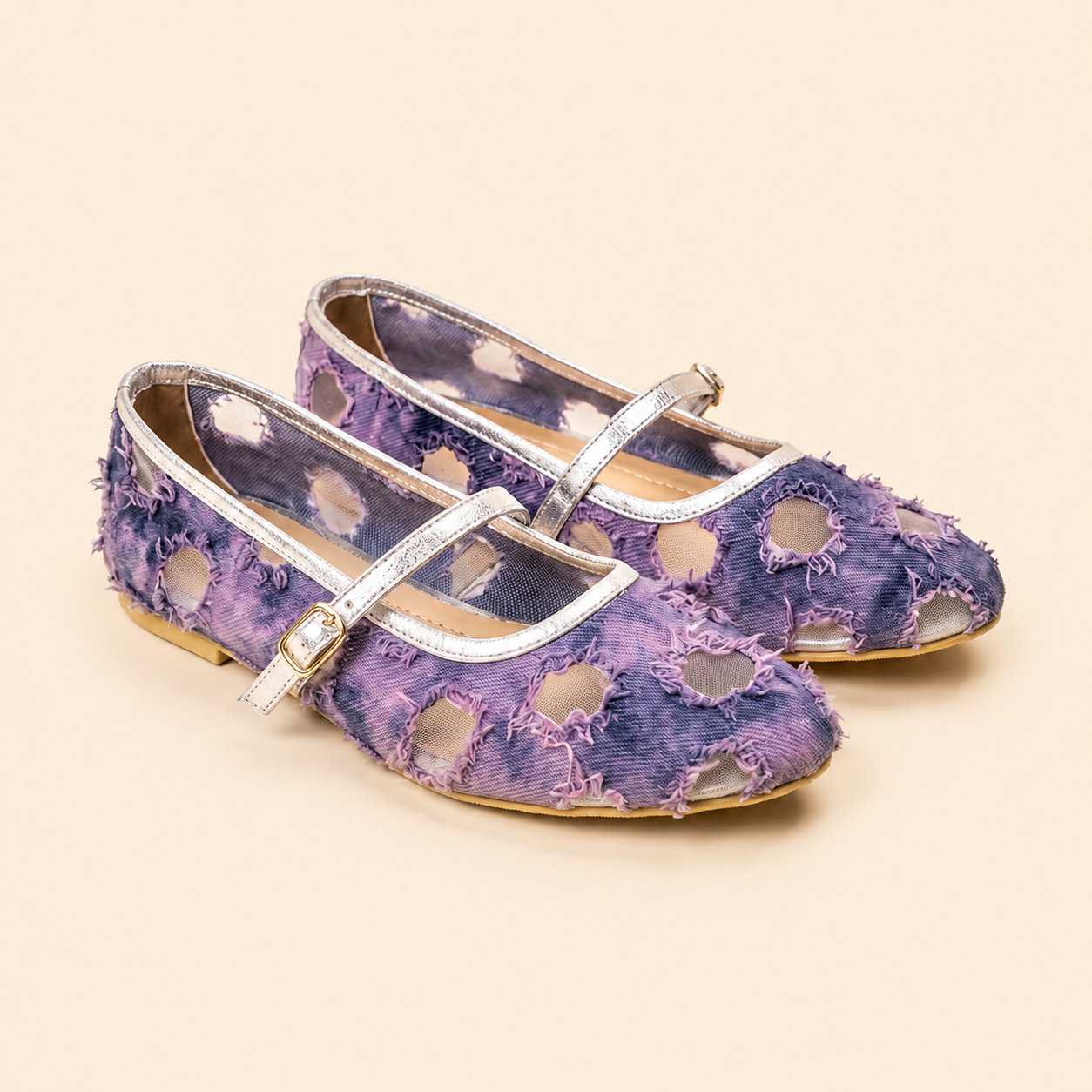 Denim Cut-out Flat - Purple