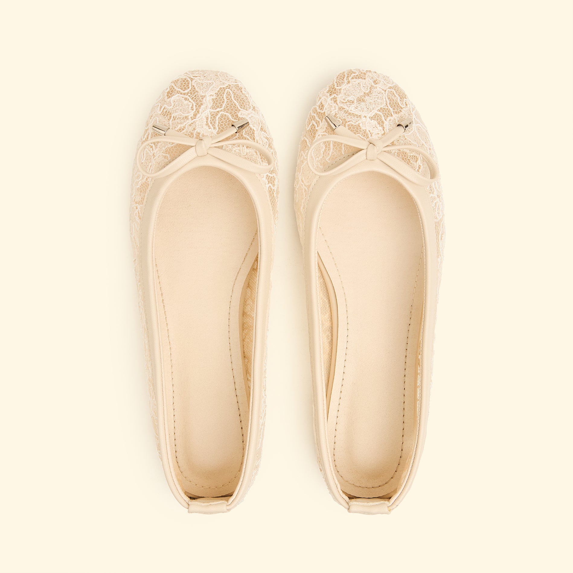 Bow Lace Grace Flats - White