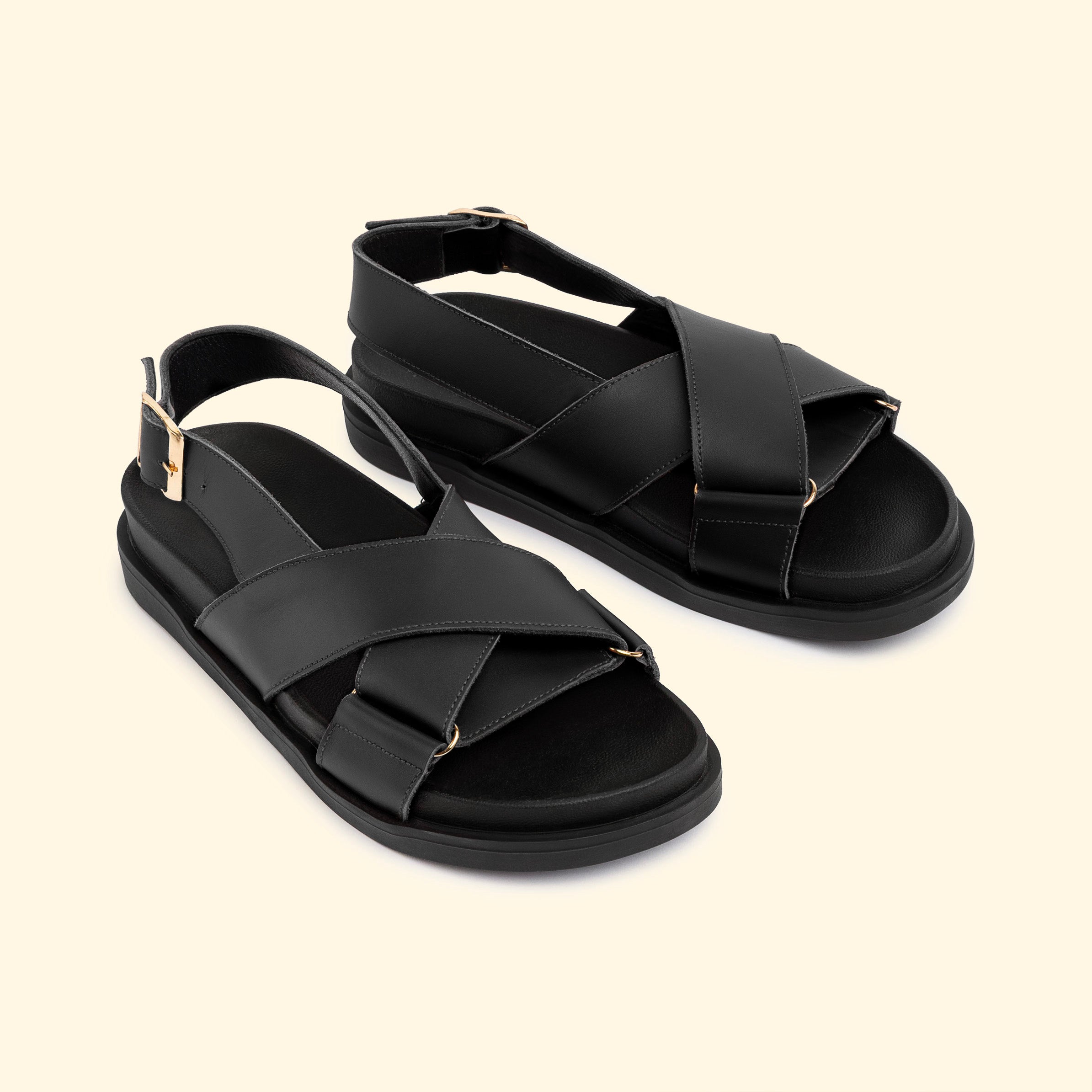 AYLA CROSS SLIDES - Ayla Noir