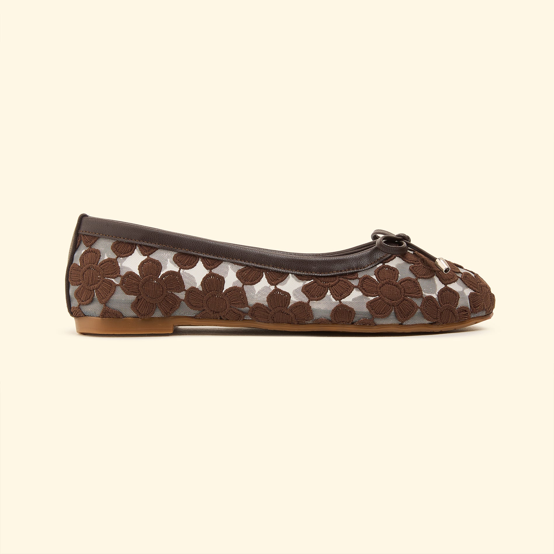 Floral Veil Flats - Dark Chocolate
