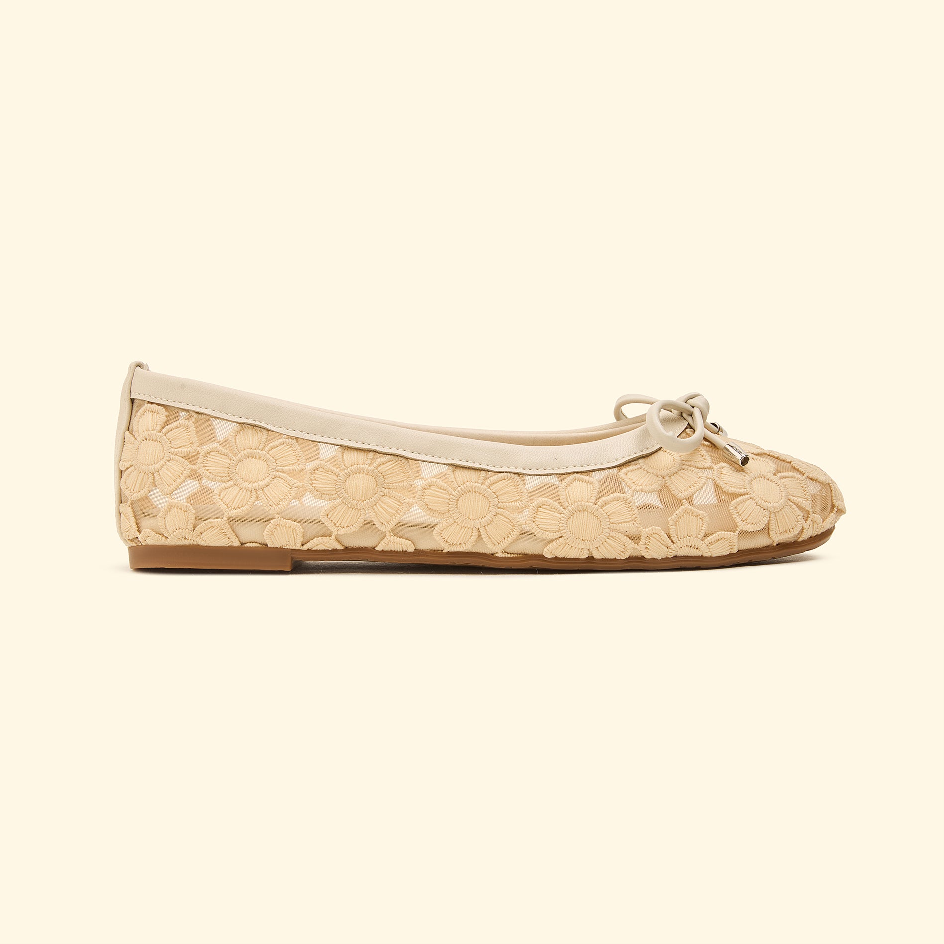 Floral Veil Flats - Coffe Latte