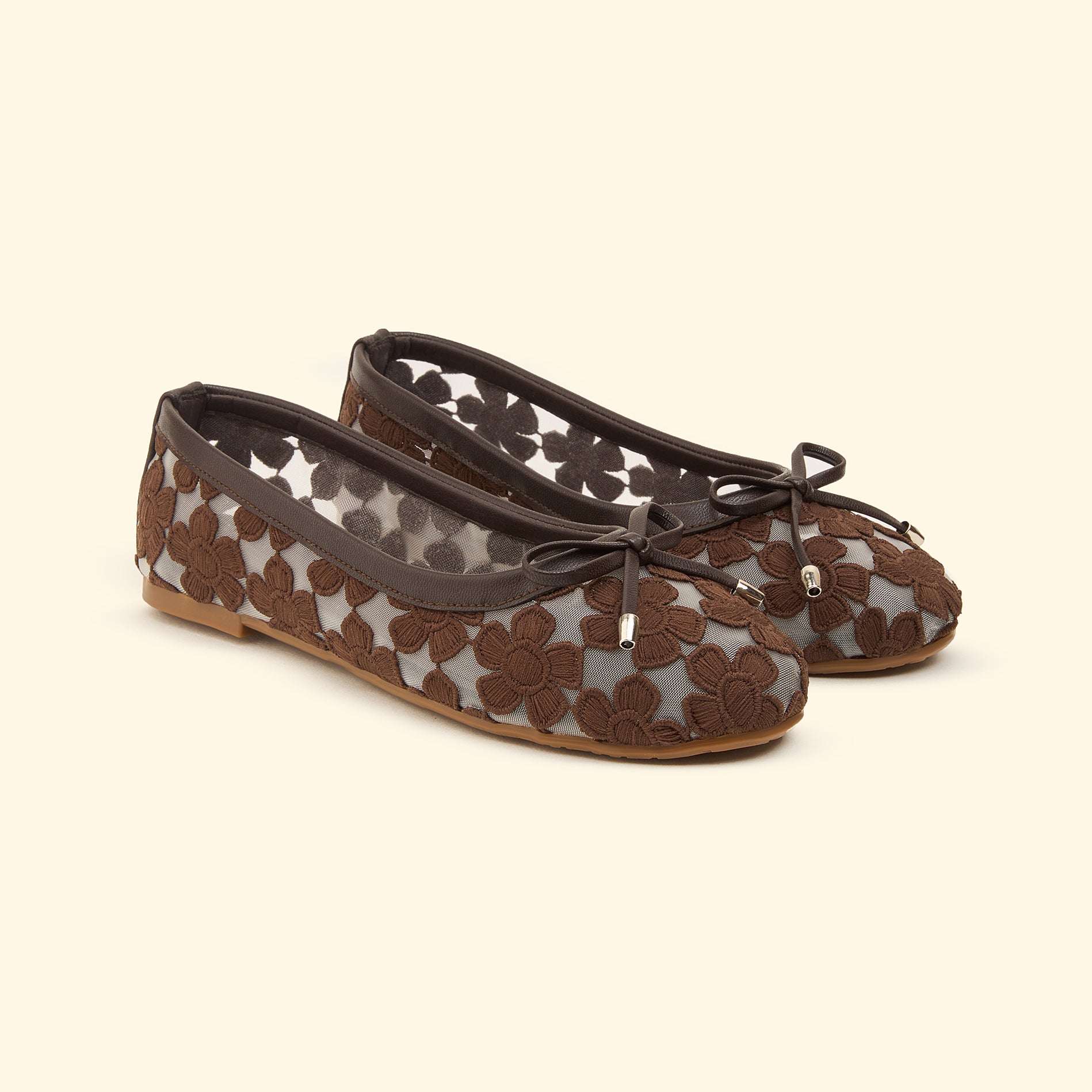 Floral Veil Flats - Dark Chocolate
