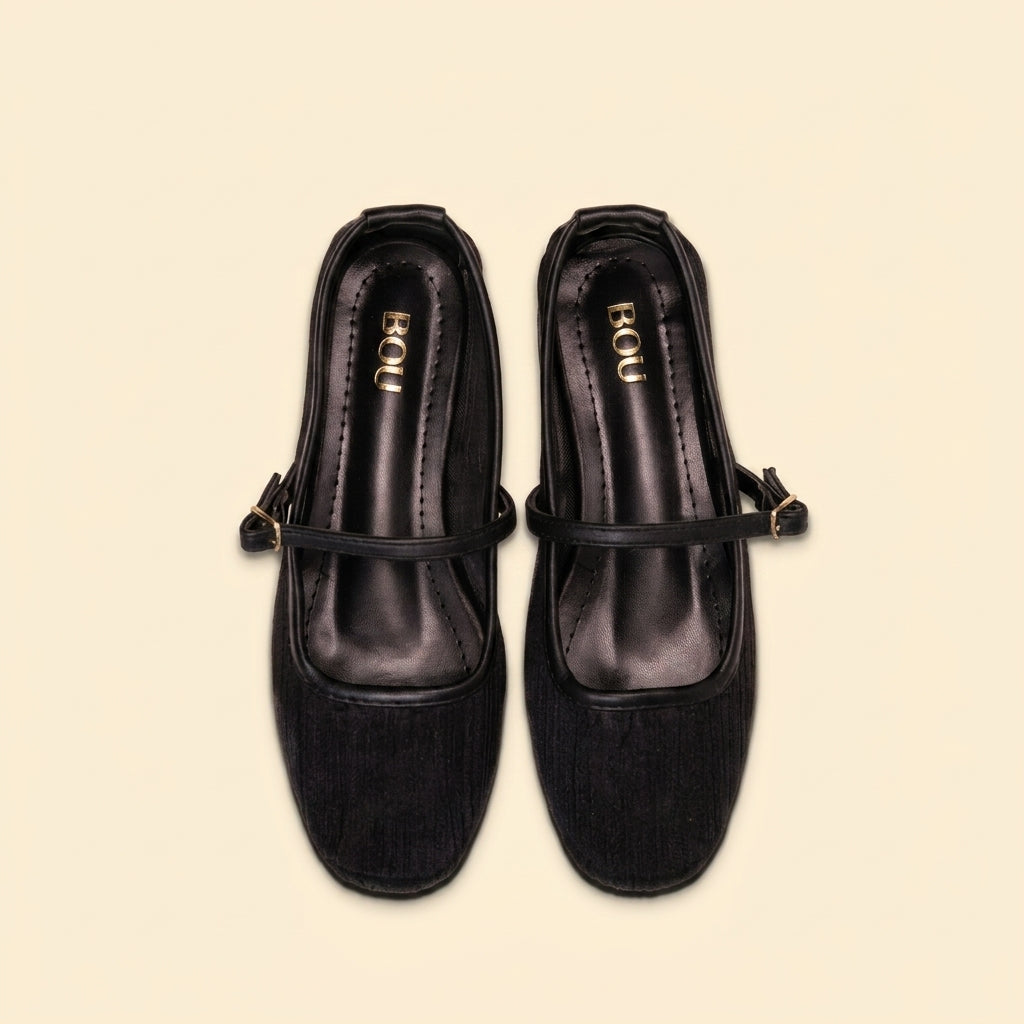 Pleated Texture Ballet - Black