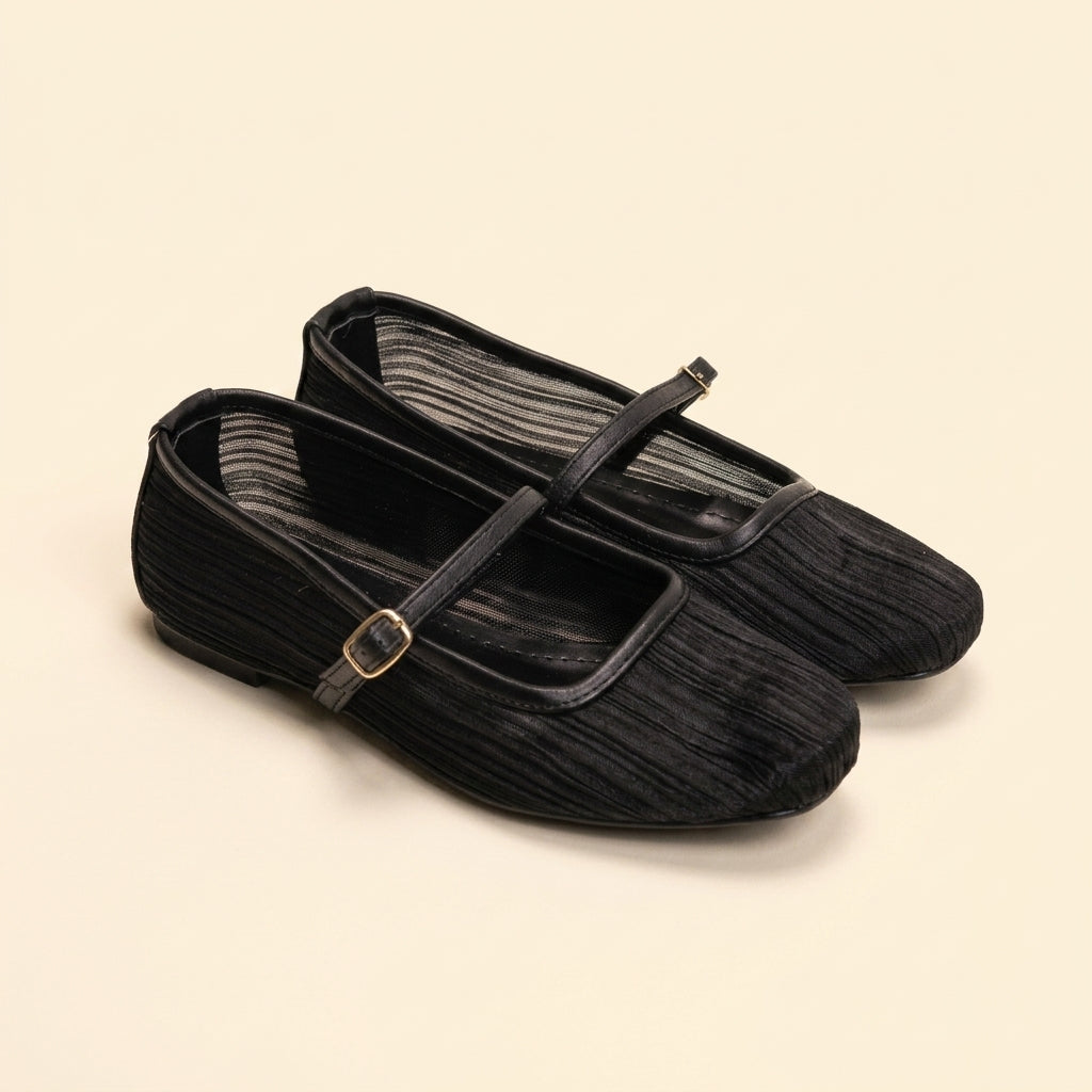 Pleated Texture Ballet - Black