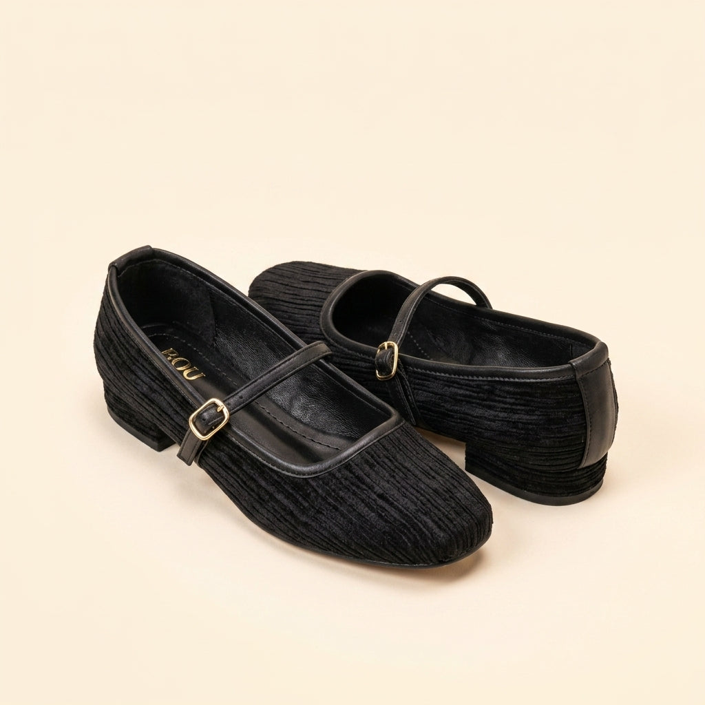 Pleated Texture Ballet - Black