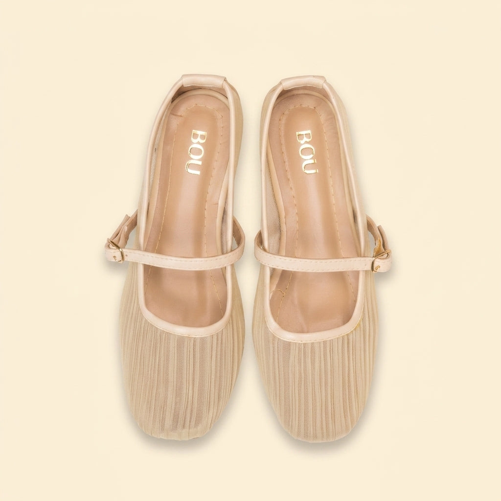 Pleated Texture Ballet - Beige