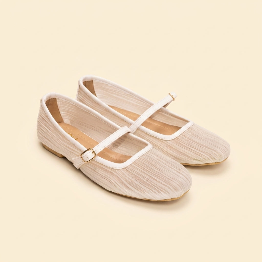 Pleated Texture Ballet - White