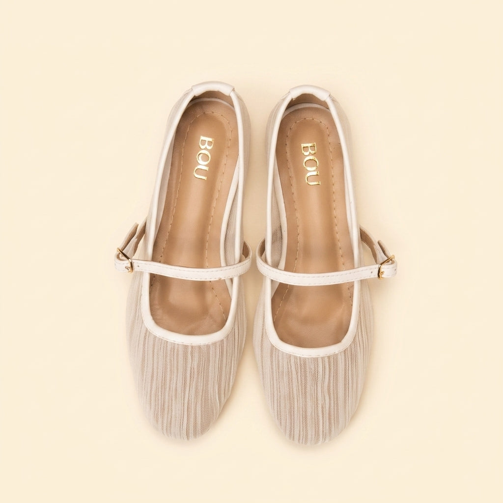 Pleated Texture Ballet - White