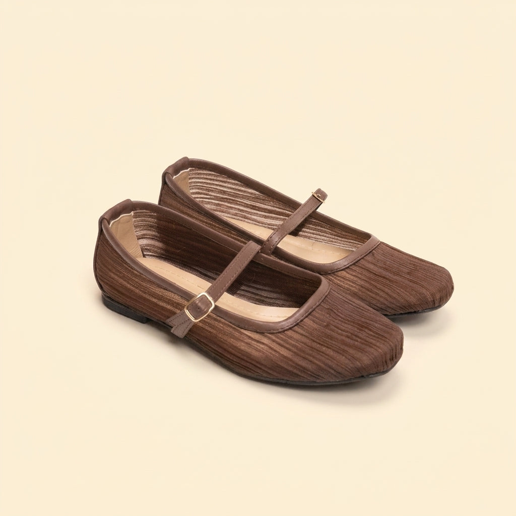 Pleated Texture Ballet - Brown