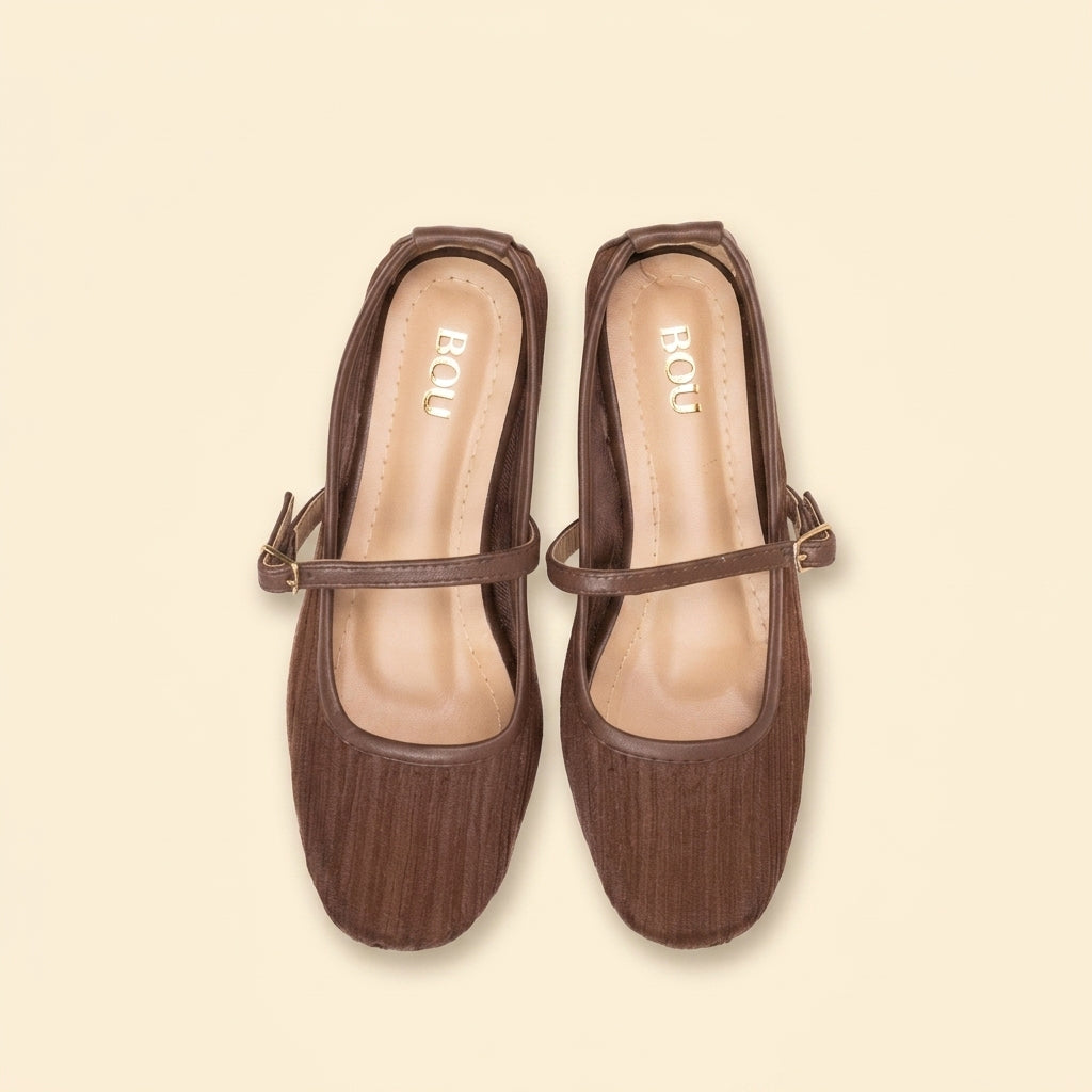 Pleated Texture Ballet - Brown