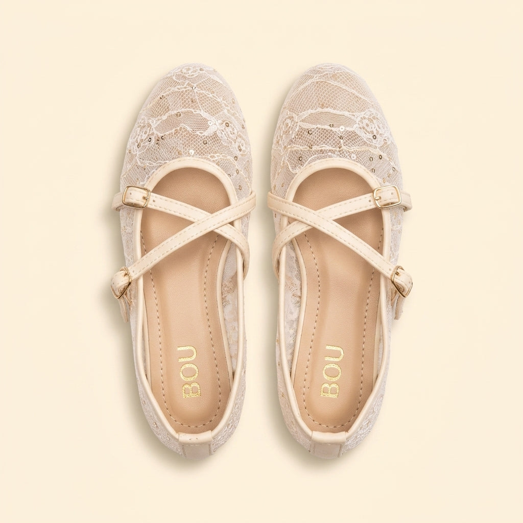 Sequin Mary Jane - Beige